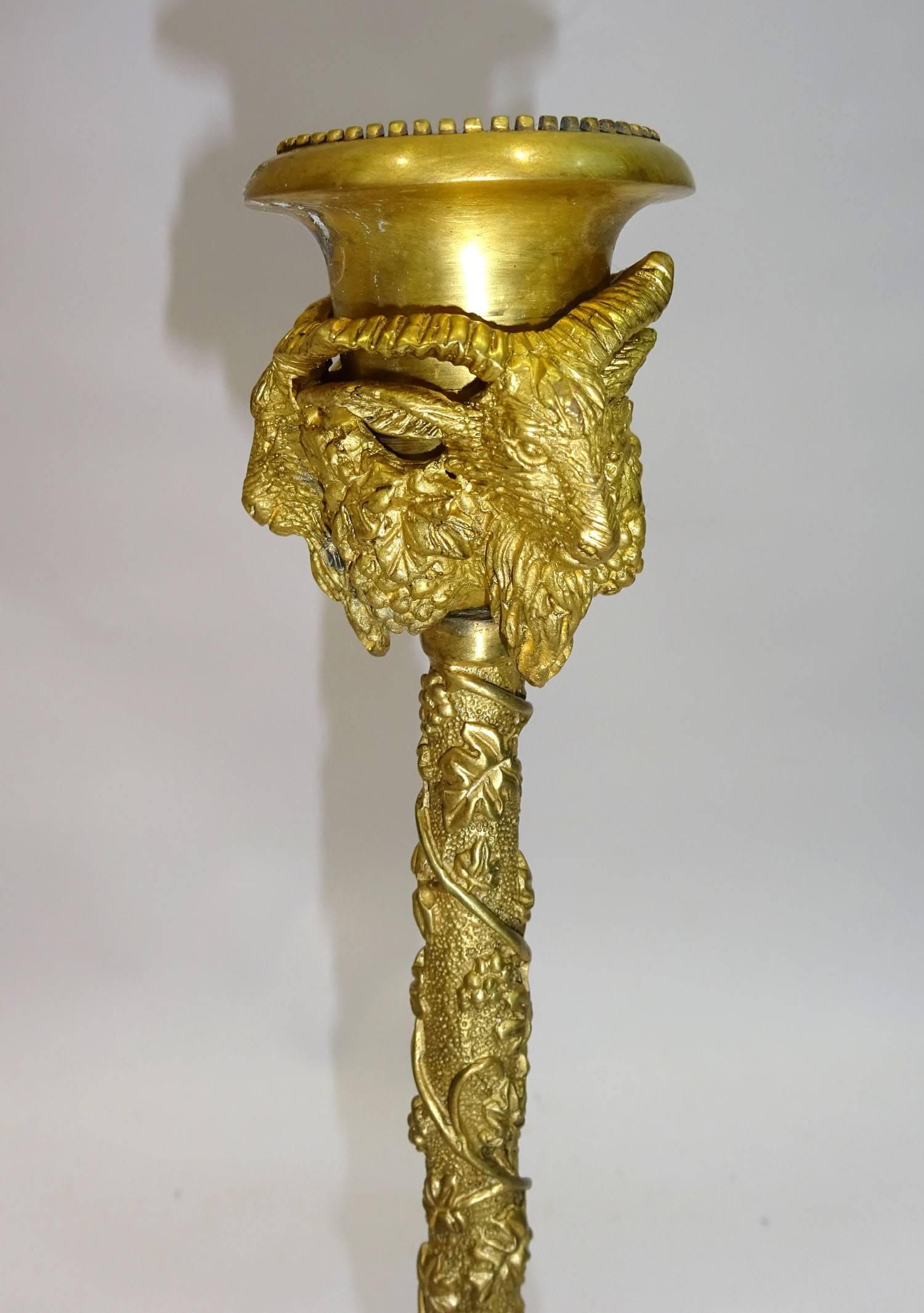 Pair of 20th Century French Gilt Bronze Figural Candlesticks For Sale 3