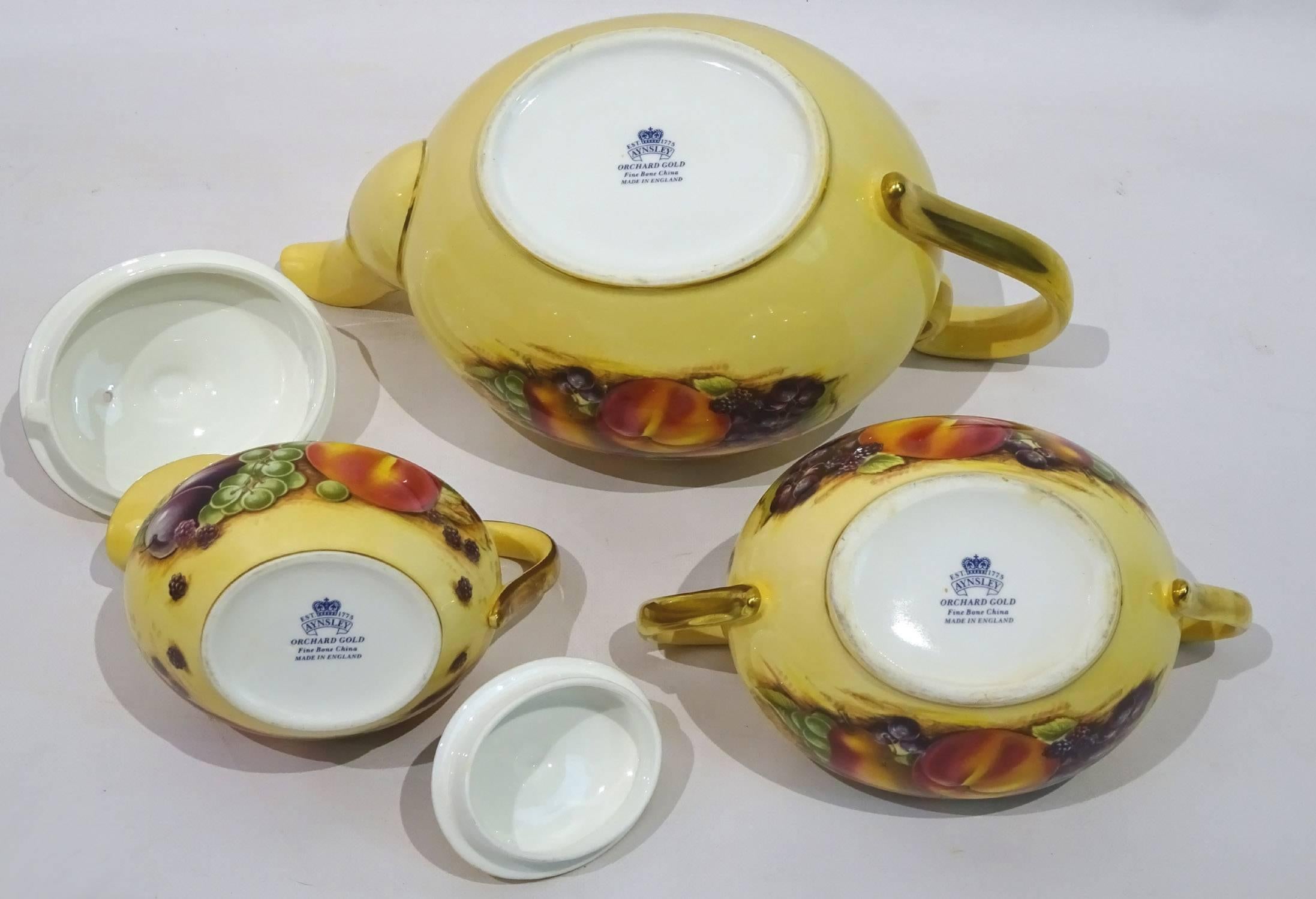 20th Century Orchard Gold China Tea/Dessert Service by John Aynsley For Sale 3