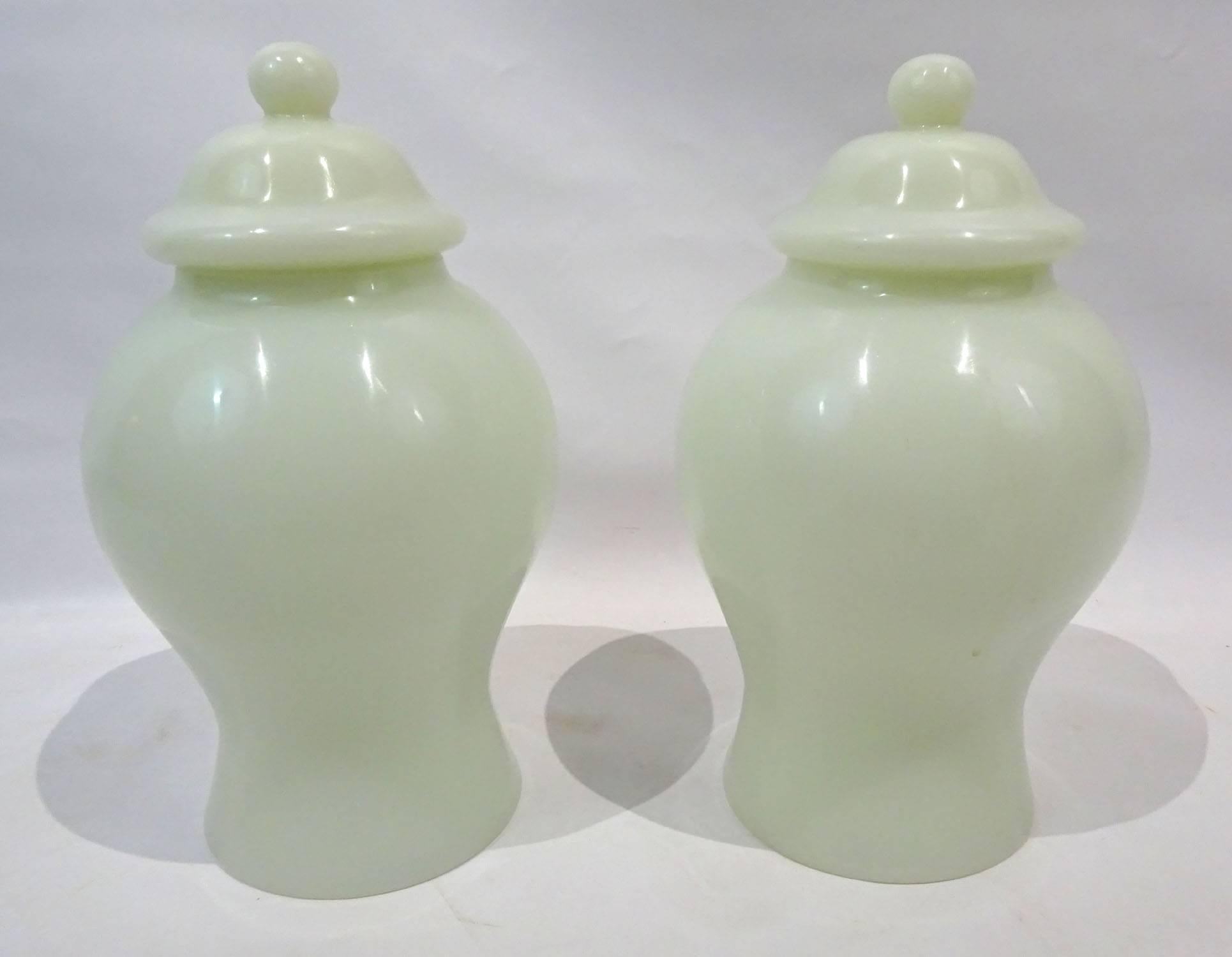Pair of 20th Century Peking Glass Jars with Lids For Sale 1