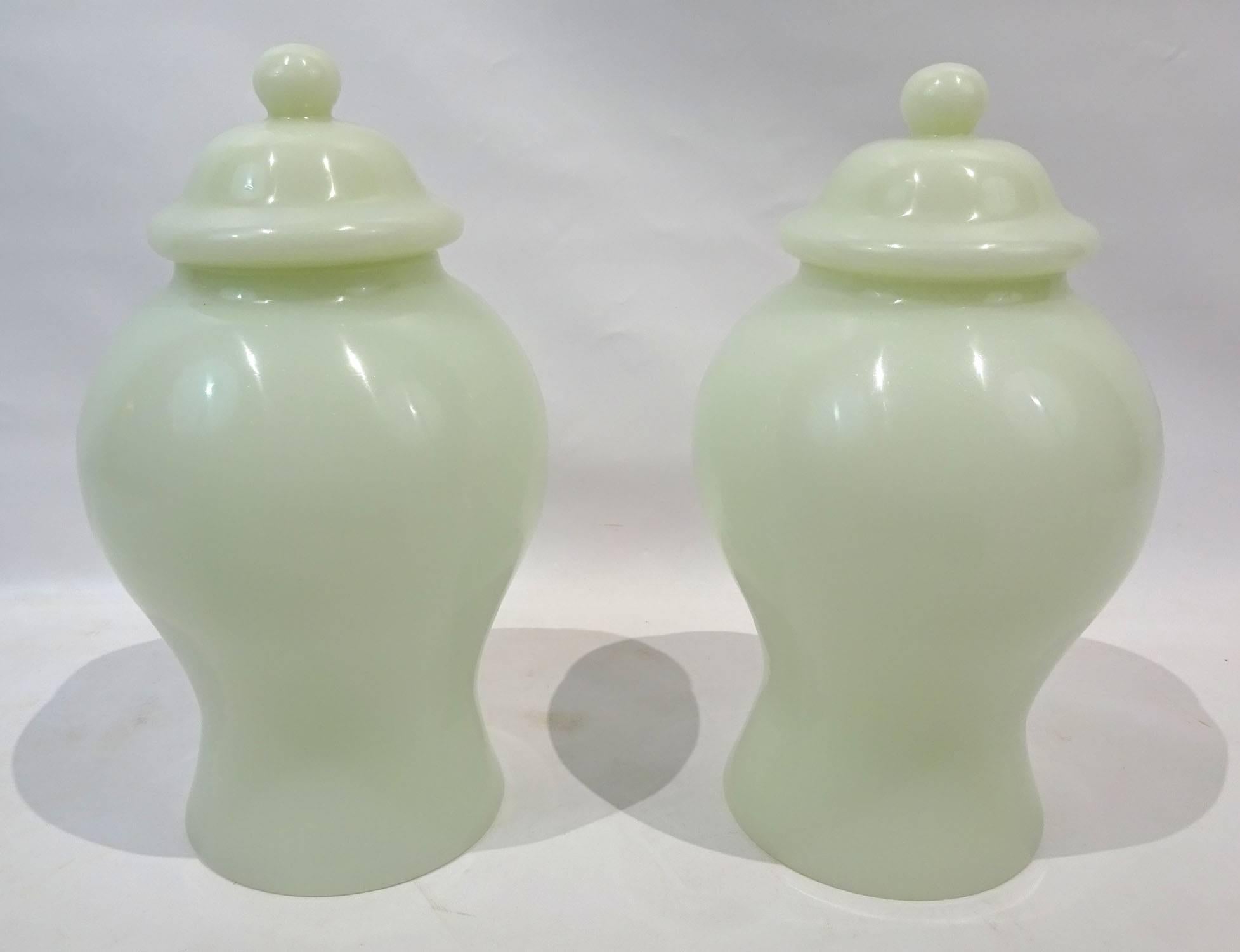 Pair of 20th Century Peking Glass Jars with Lids For Sale 2