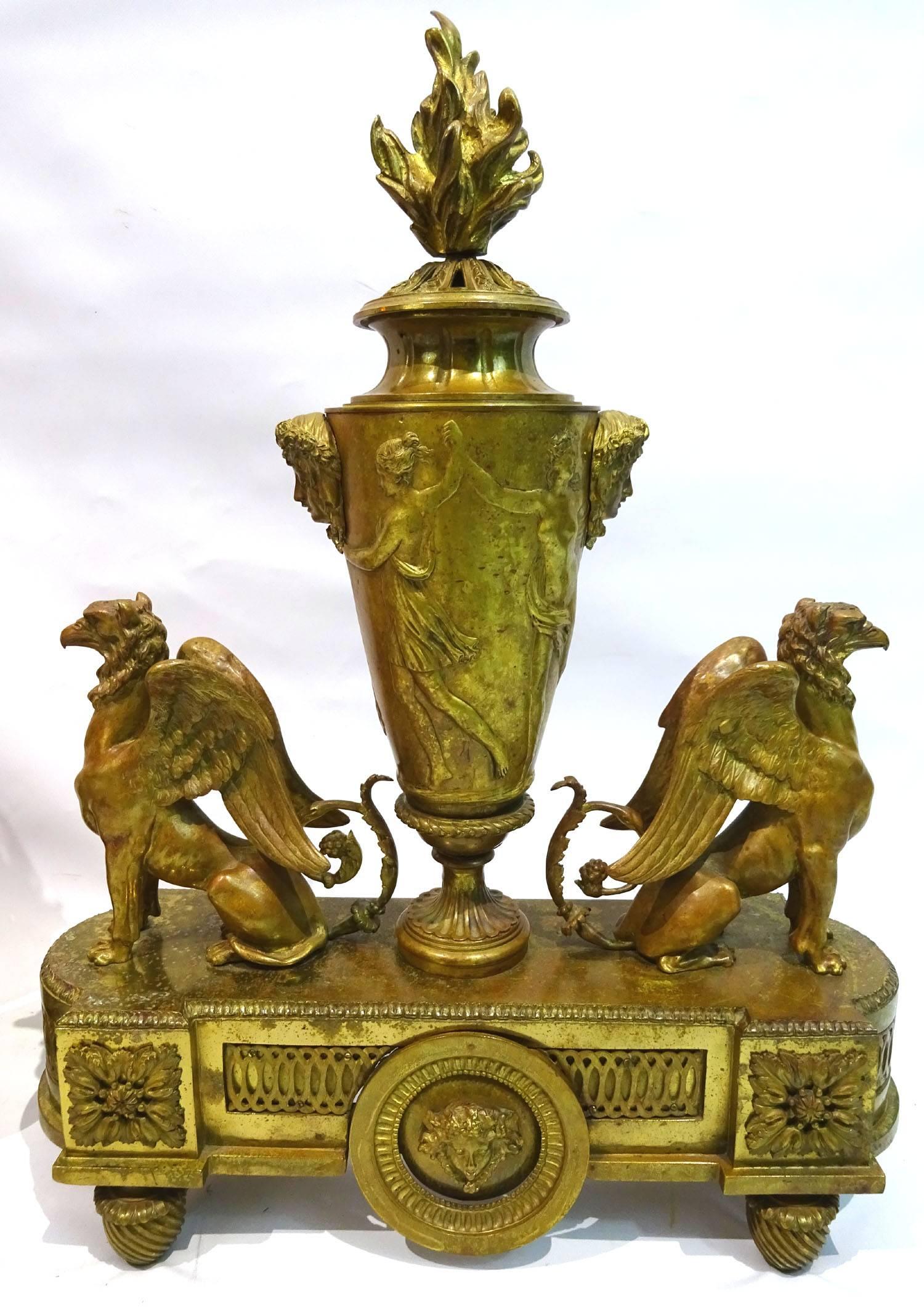 Bronze Pair of 19th Century Louis XIV Style Andirons Attributed to Barbedienne For Sale