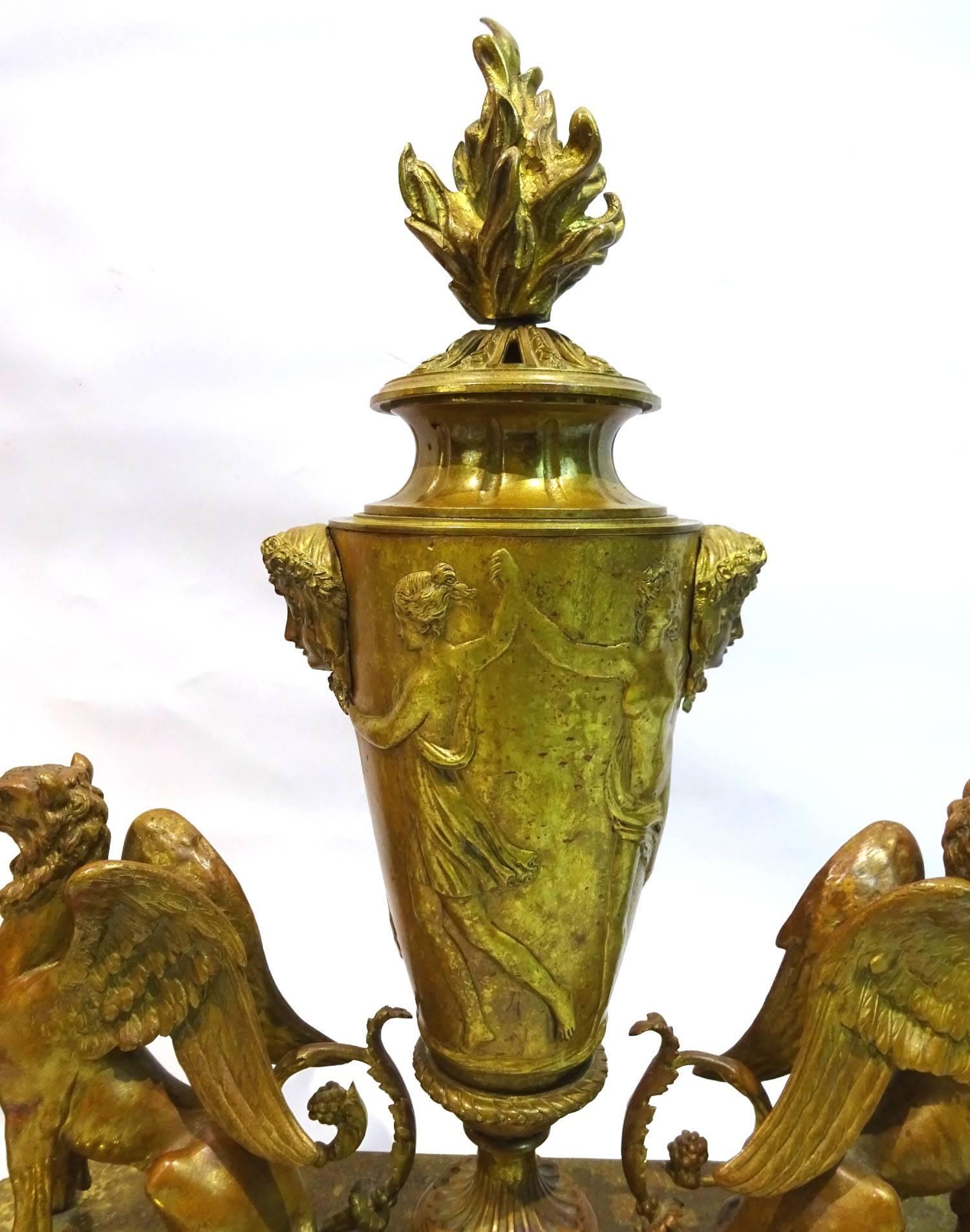 Pair of 19th Century Louis XIV Style Andirons Attributed to Barbedienne For Sale 1