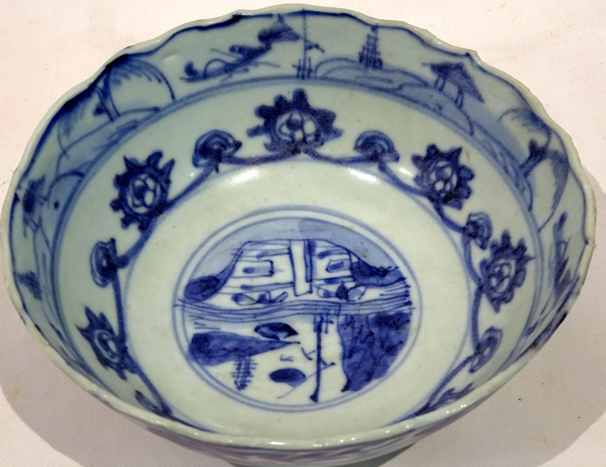 18th Century and Earlier 17th Century Chinese Blue and White Porcelain Bowl from The Hatcher Collection