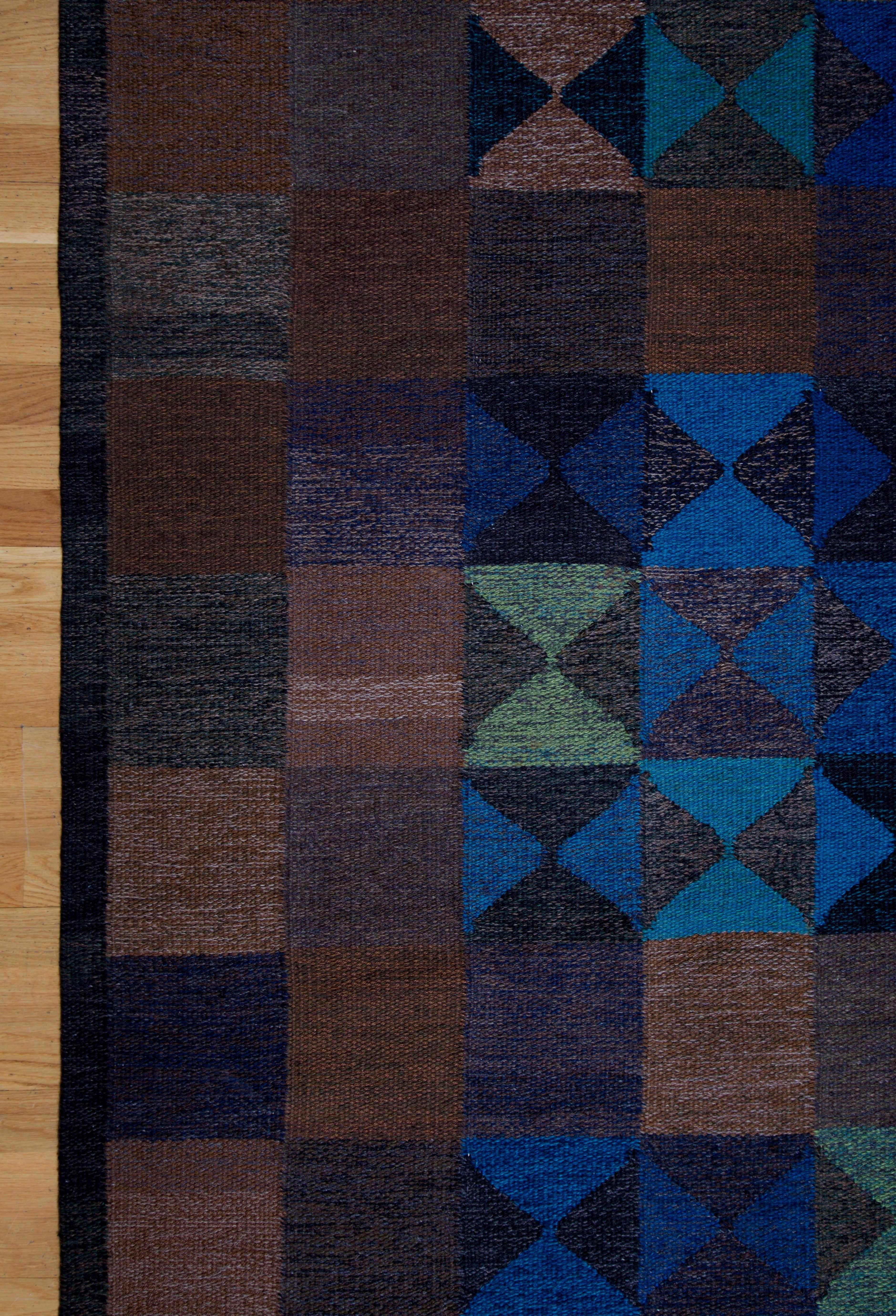20th Century Ingrid Dessau, Flat-Weave Rug, Hemslöjden Borås, Sweden, circa 1950s