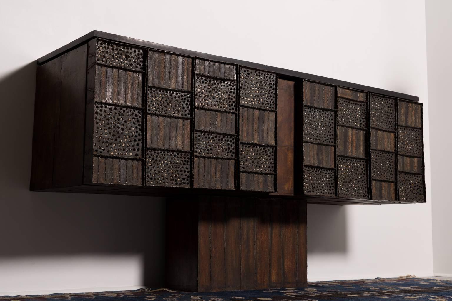 Mid-20th Century Early Paul Evans Pierced Front Studio Cabinet, circa 1963