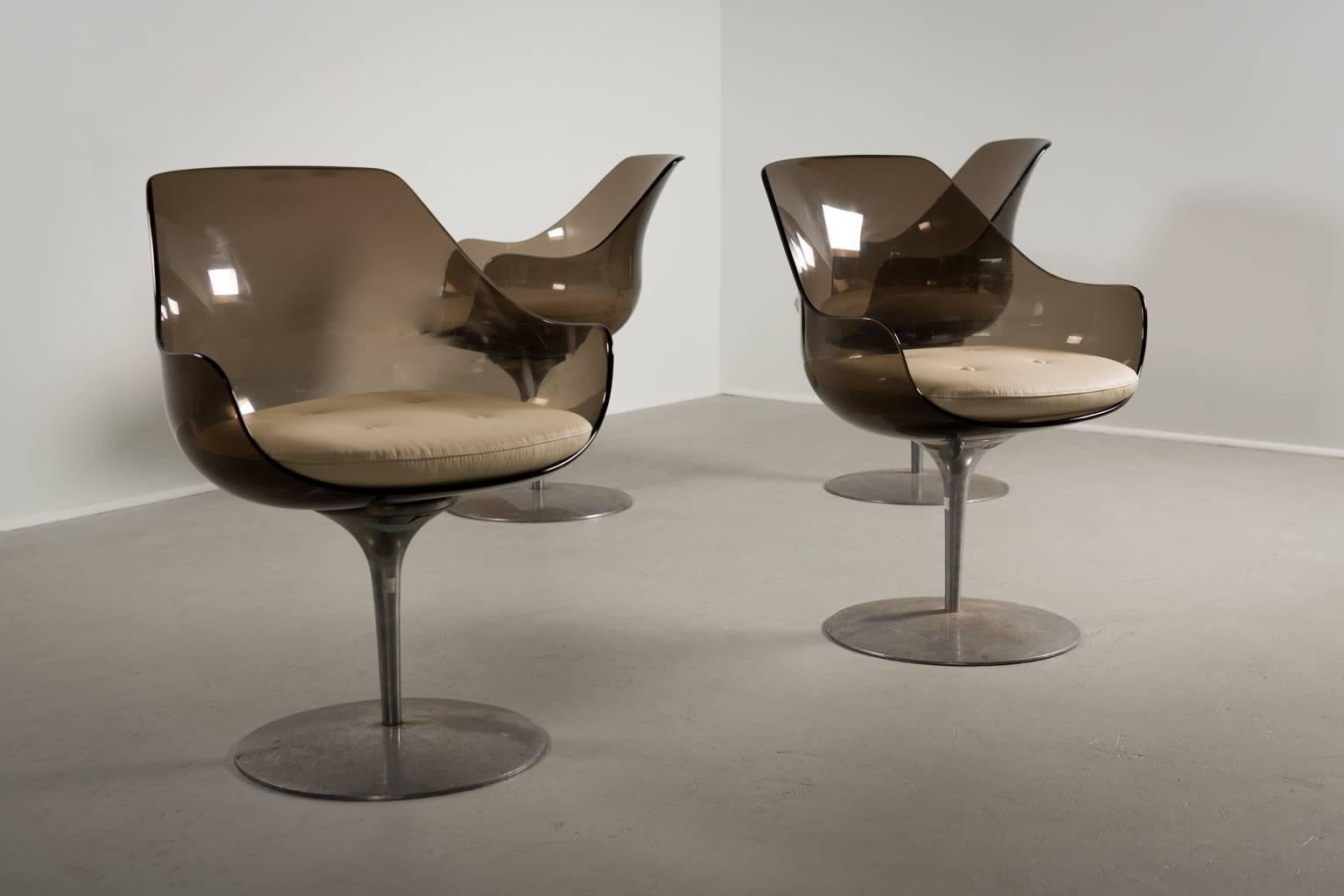 Mid-Century Modern Erwine & Estelle Champagne Chairs, Set of Four, 1960s