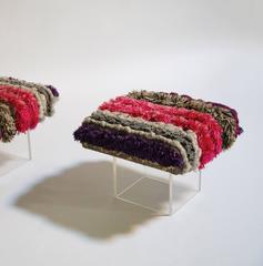 Early Vladimir Kagan Lucite and Textile Stools for Kagan-Dreyfuss, 1950s