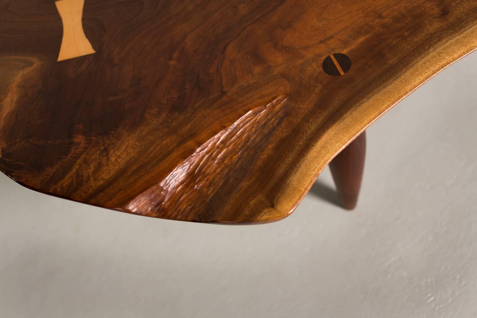 American Phillip Lloyd Powell Single Slab Walnut Bench, 1958