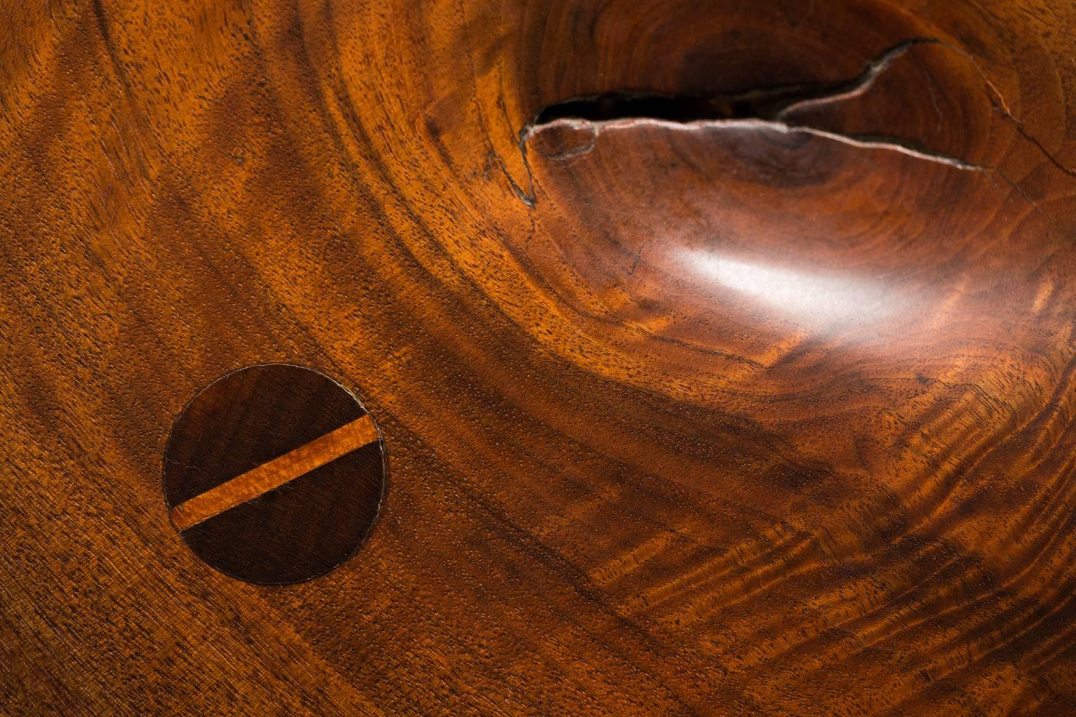 Mid-20th Century Phillip Lloyd Powell Single Slab Walnut Bench, 1958
