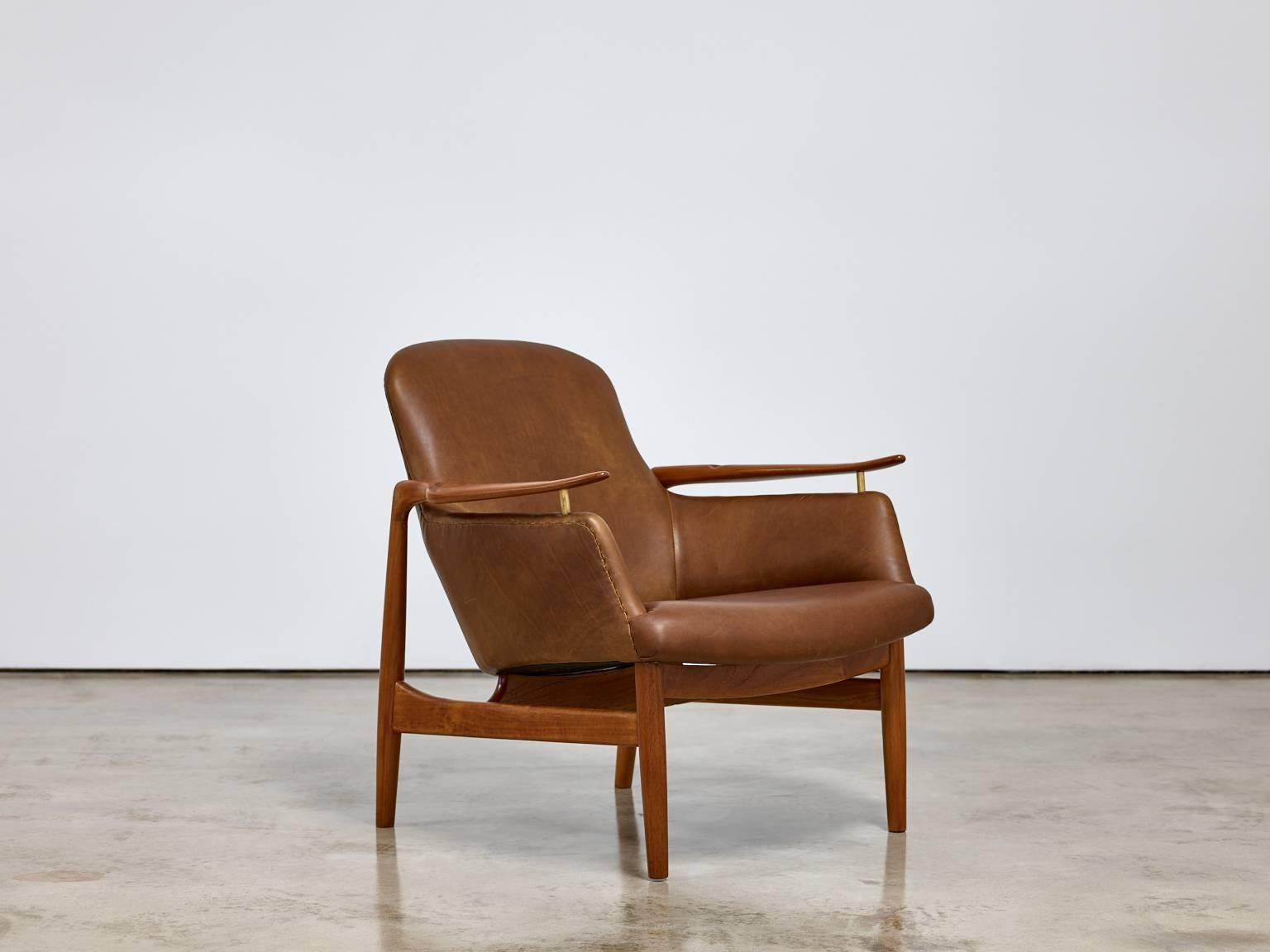 Finn Juhl Pair of Armchairs by Niels Vodder, Model NV53 in Leather, 1950s 1
