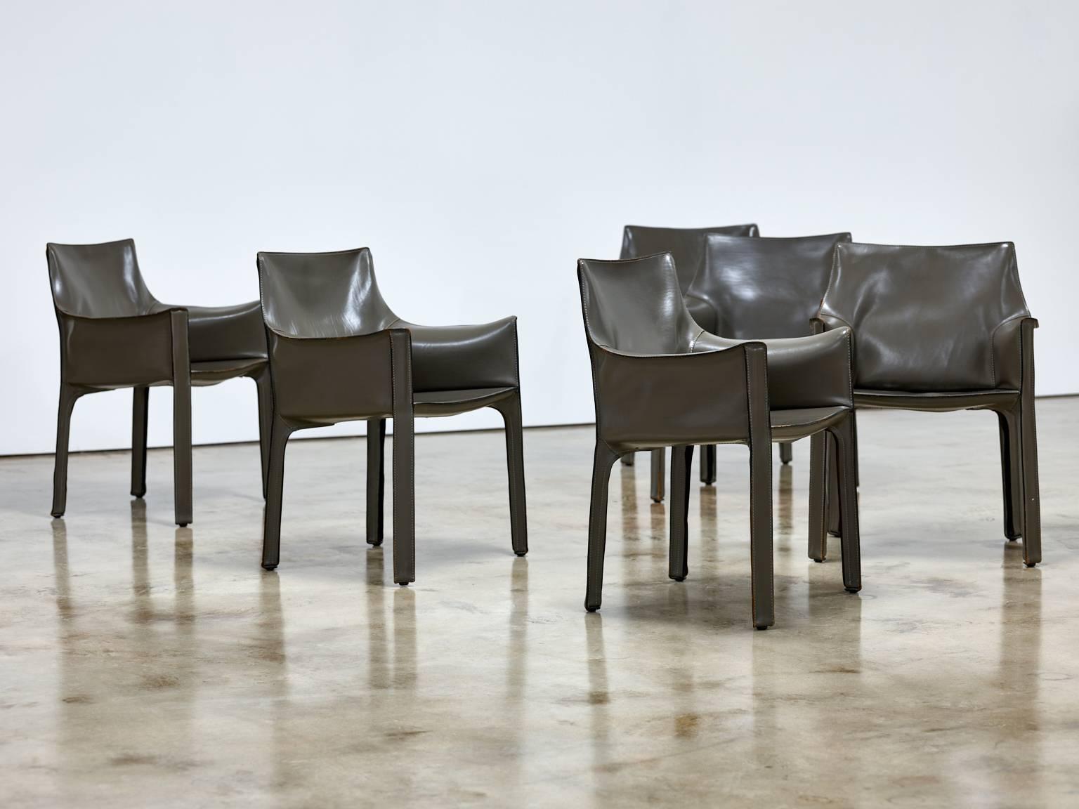 Mid-Century Modern Mario Bellini Cab Chairs, Set of Six