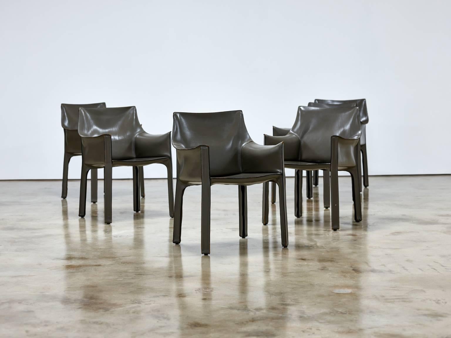 Italian Mario Bellini Cab Chairs, Set of Six