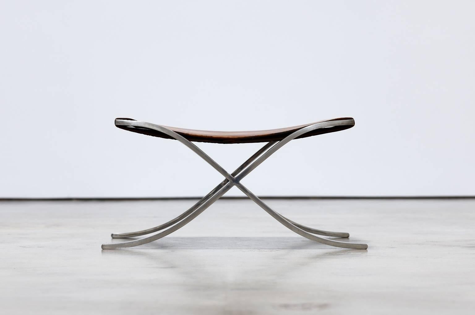 Mid-20th Century Ludwig Mies van der Rohe Barcelona Stool in Original Leather, 1965