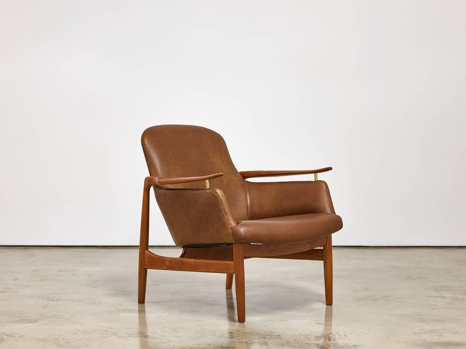 Brass Finn Juhl by Niels Vodder Two-Seat Sofa and Lounge Chairs, Model No. Nv53, 1950s
