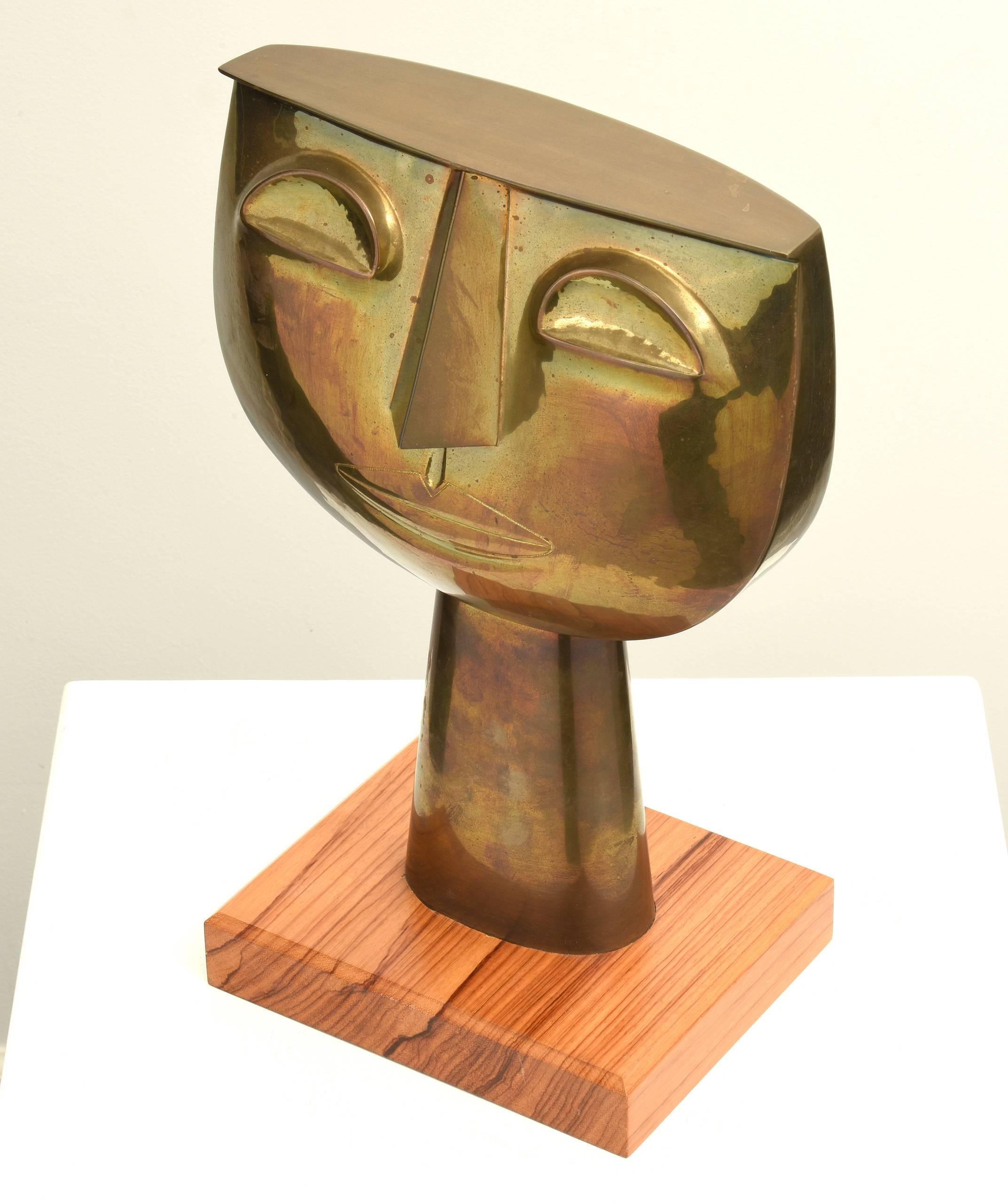 Oswaldo Guayasamin Sculpture Tête en laiton, années 1960 2