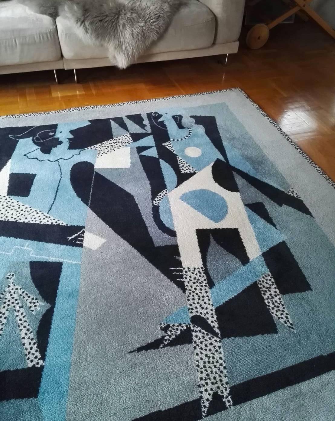 Mid-Century Modern Pablo Picasso Tapestry Rug (After), Harlequin and 