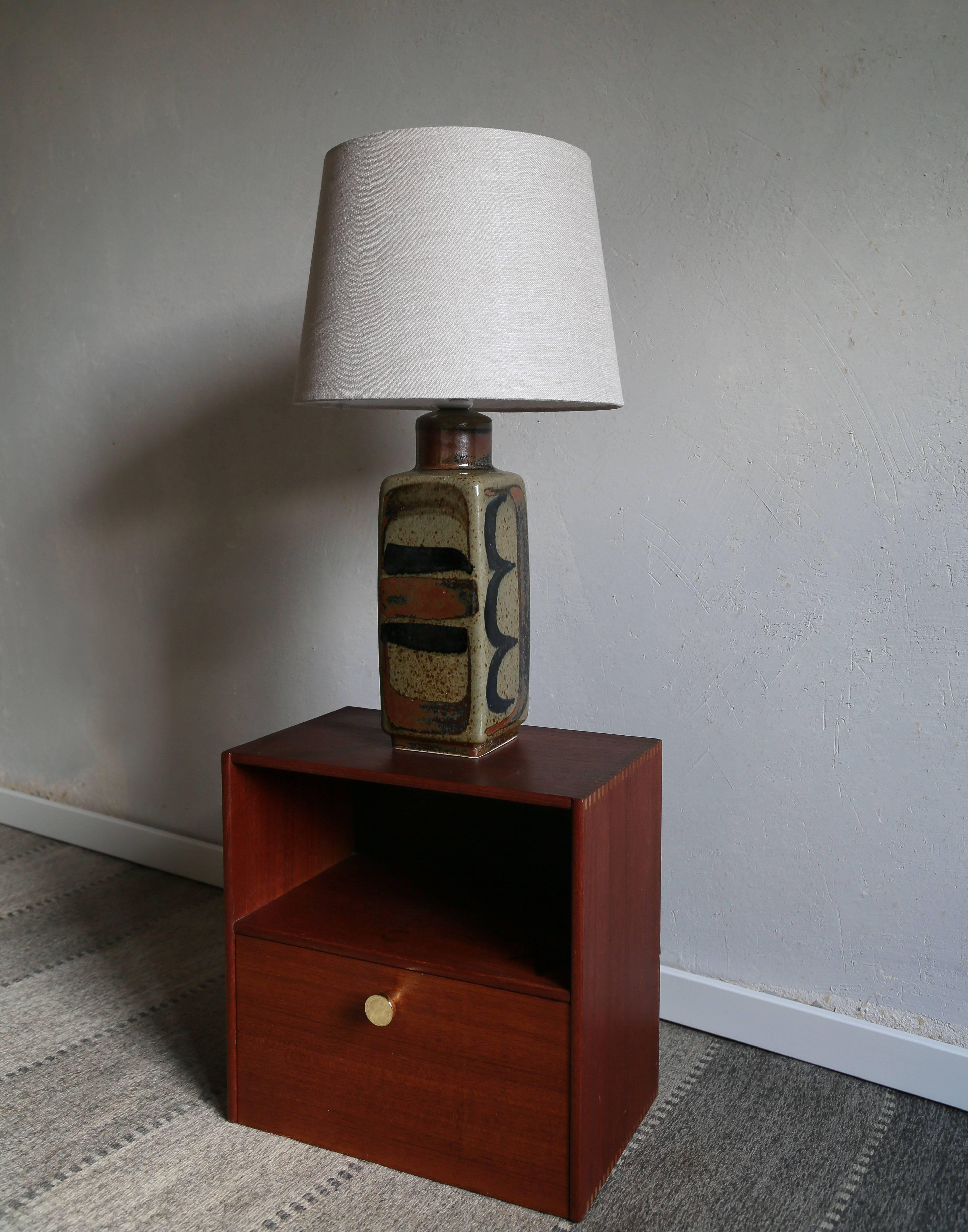 Mid-20th Century Carl Harry Stalhane Hand-Painted Ceramic Table Lamp, Rörstrand, 1960s