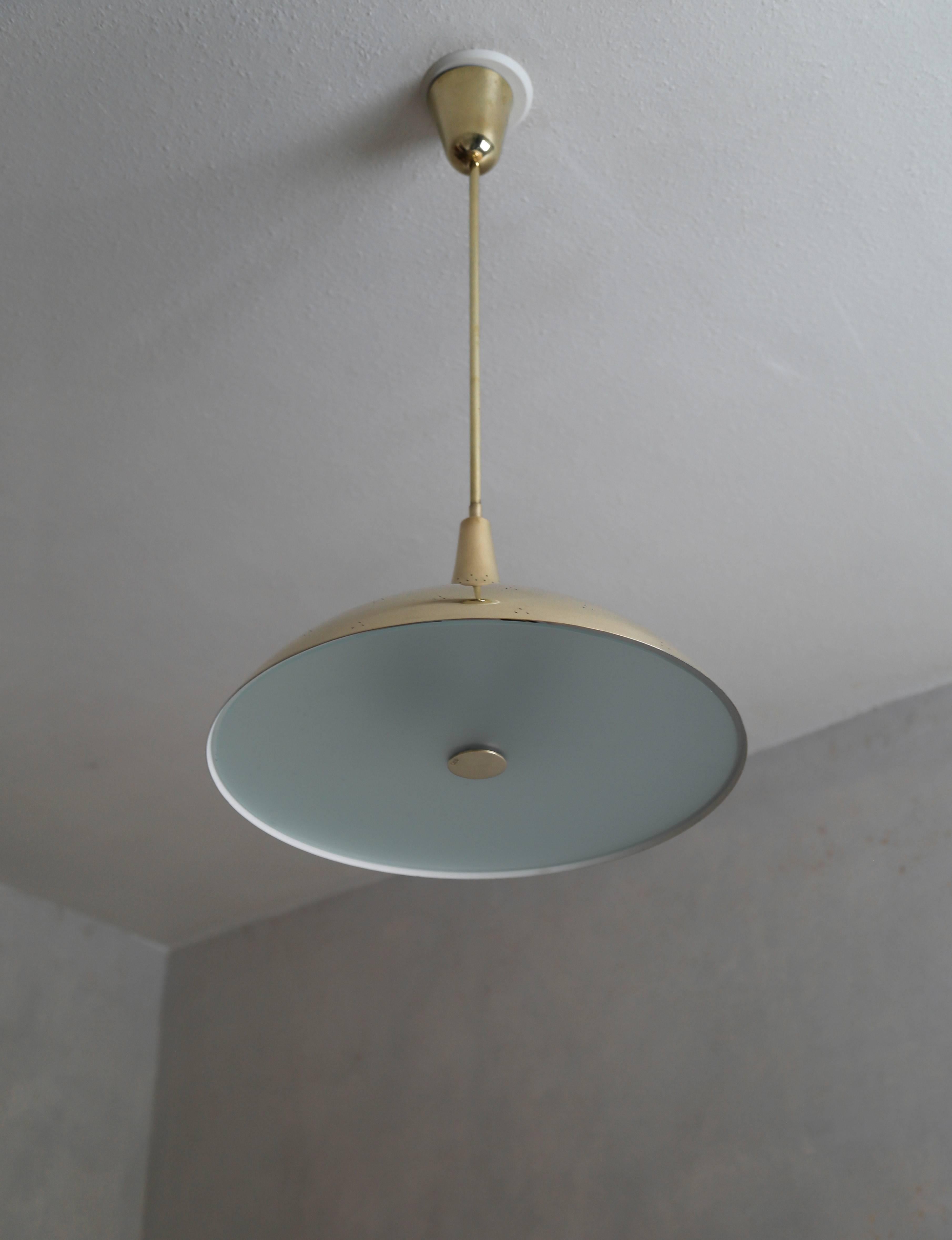 Brass Paavo Tynell Ceiling Light, Model J1965 by Taito, 1940s