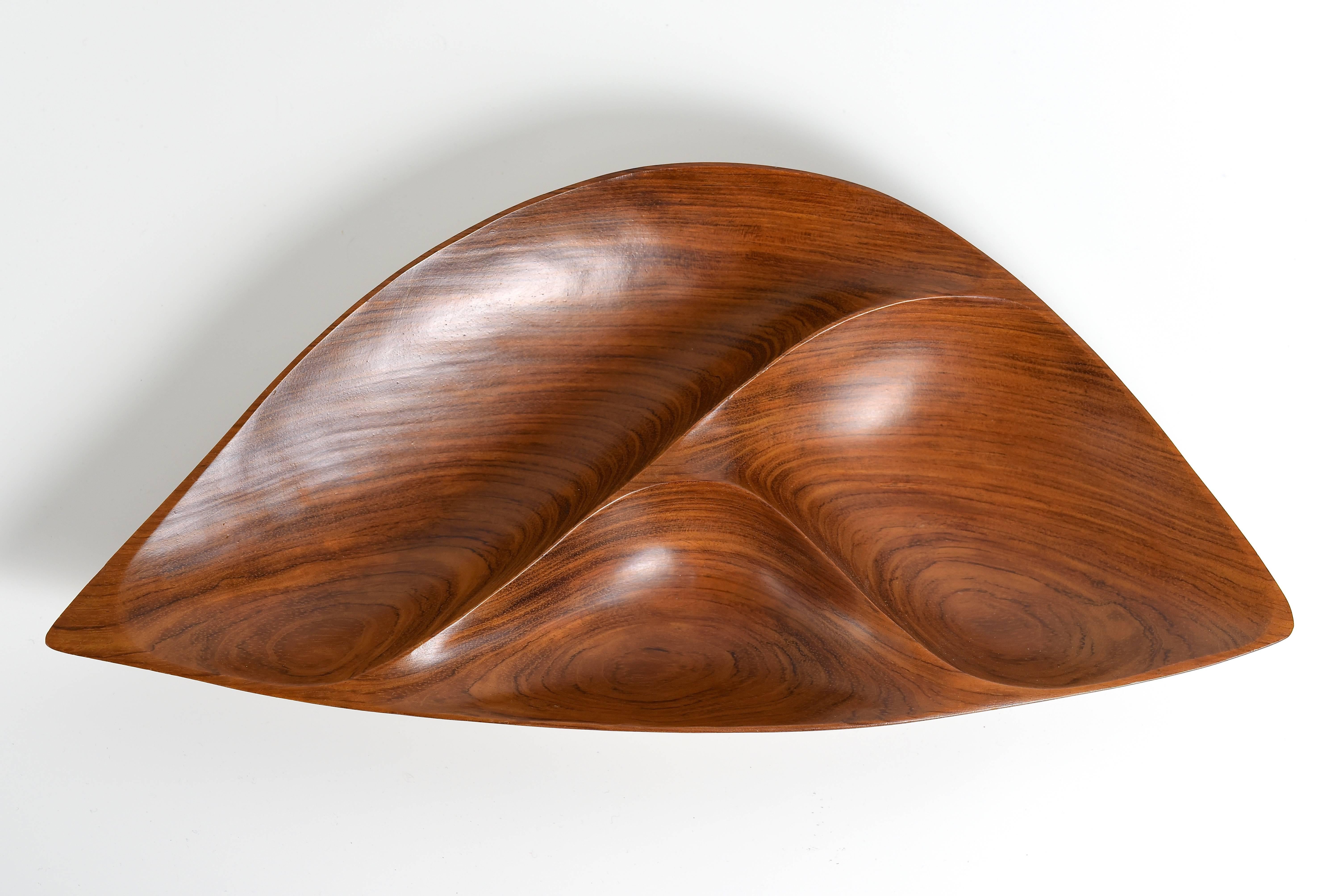 Emil Milan Segmented Rosewood Bowl, 1970s In Excellent Condition In Houston, TX
