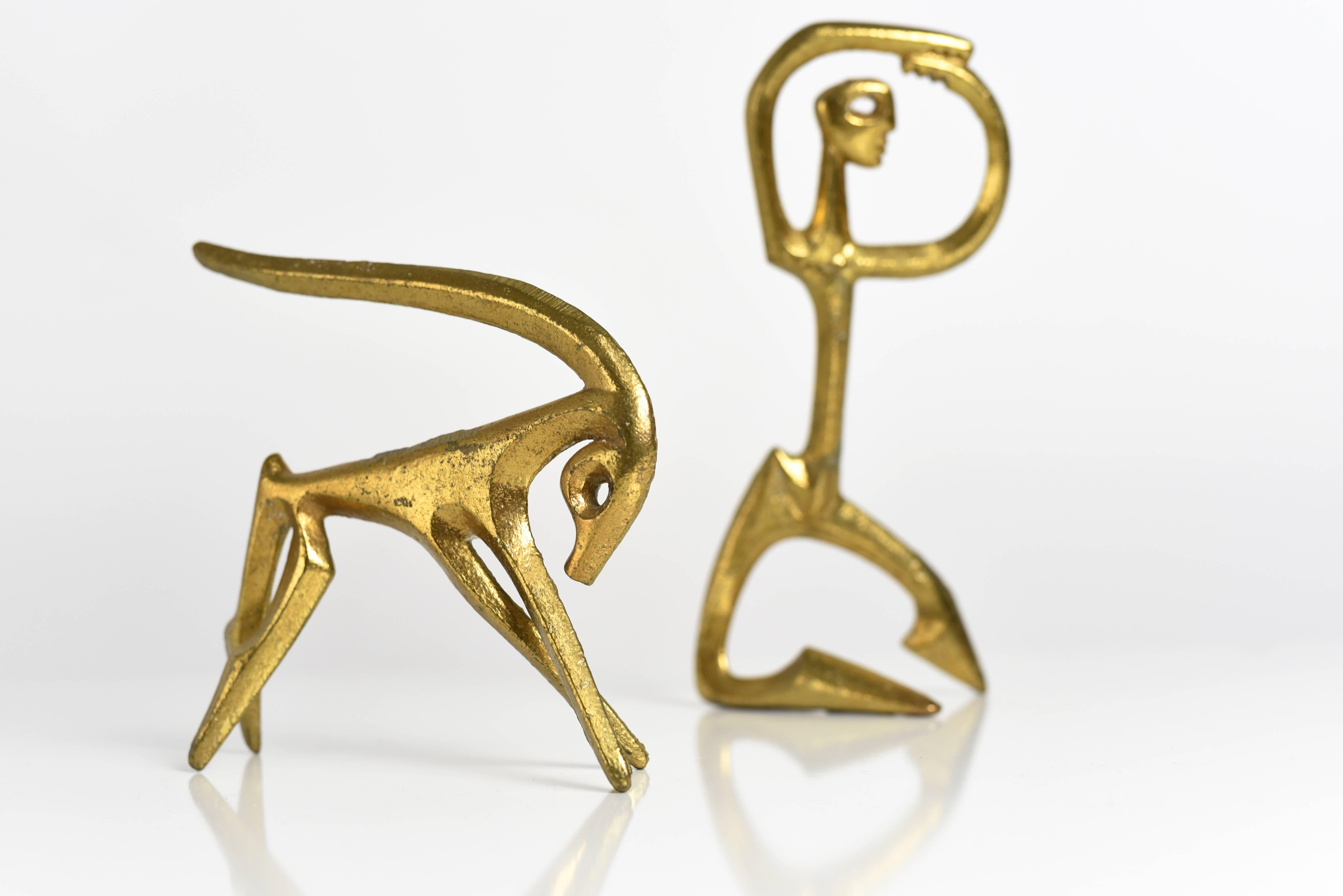 Pair of Frederic Weinberg sculptures

USA, 1950s

Gilded bronze

Gazelle 6 x 2 x 6 in
Man 4 x 3 x 8.5 in.