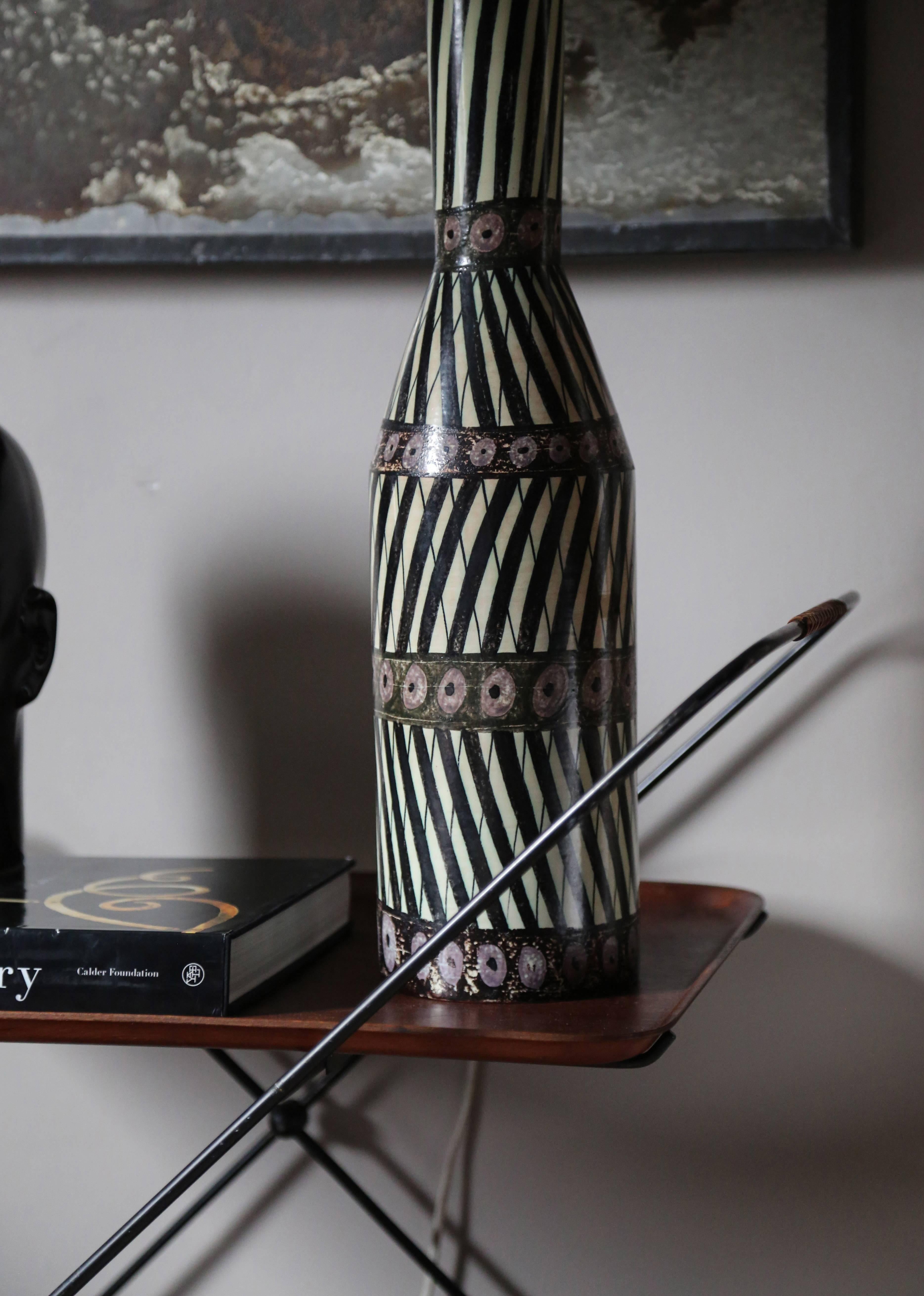 Glazed Ceramic Table Lamp Carl-Harry Stålhane & Aune Laukkanen, Large Example, 1955