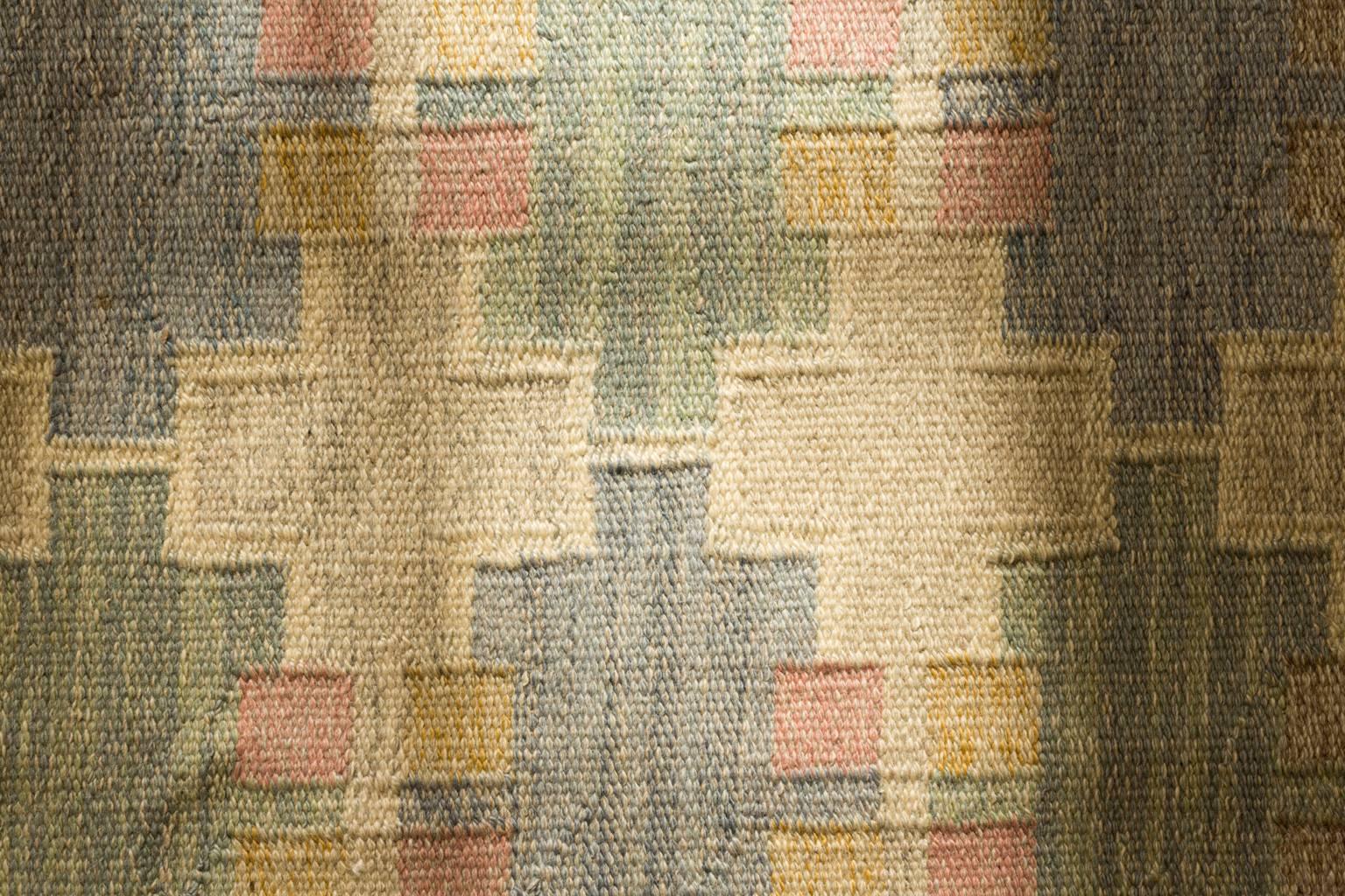 Hand-Woven Maj Svanstrom Swedish Flat-Weave Carpet, 1950s