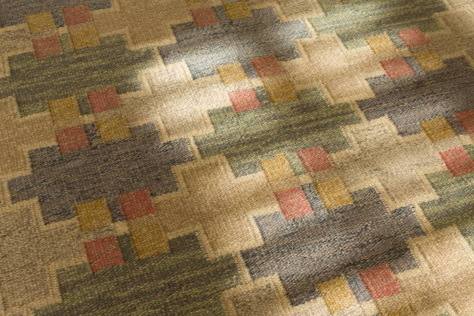 Mid-20th Century Maj Svanstrom Swedish Flat-Weave Carpet, 1950s