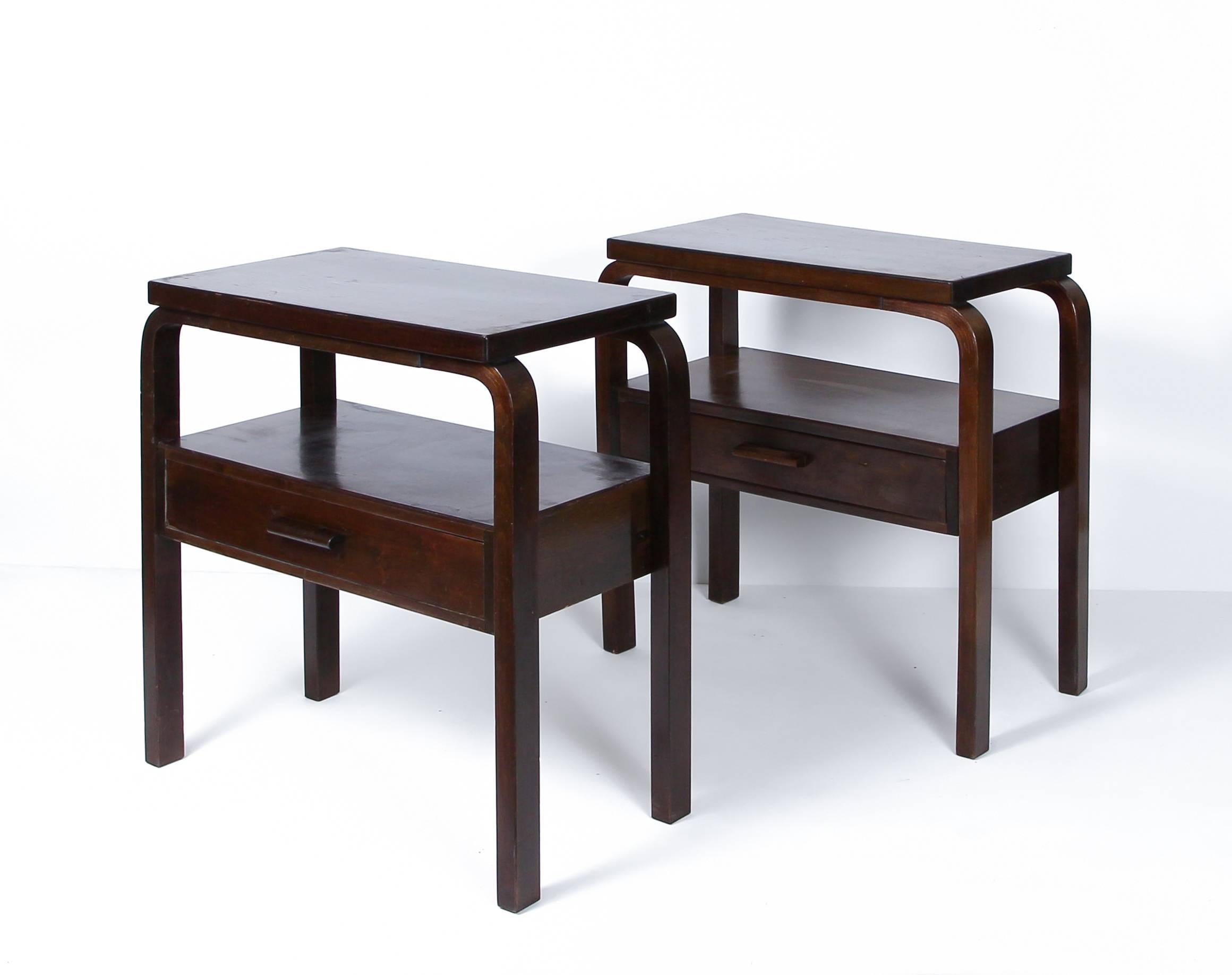 Scandinavian Modern Early Alvar Aalto Pair of Side Tables, circa 1940s
