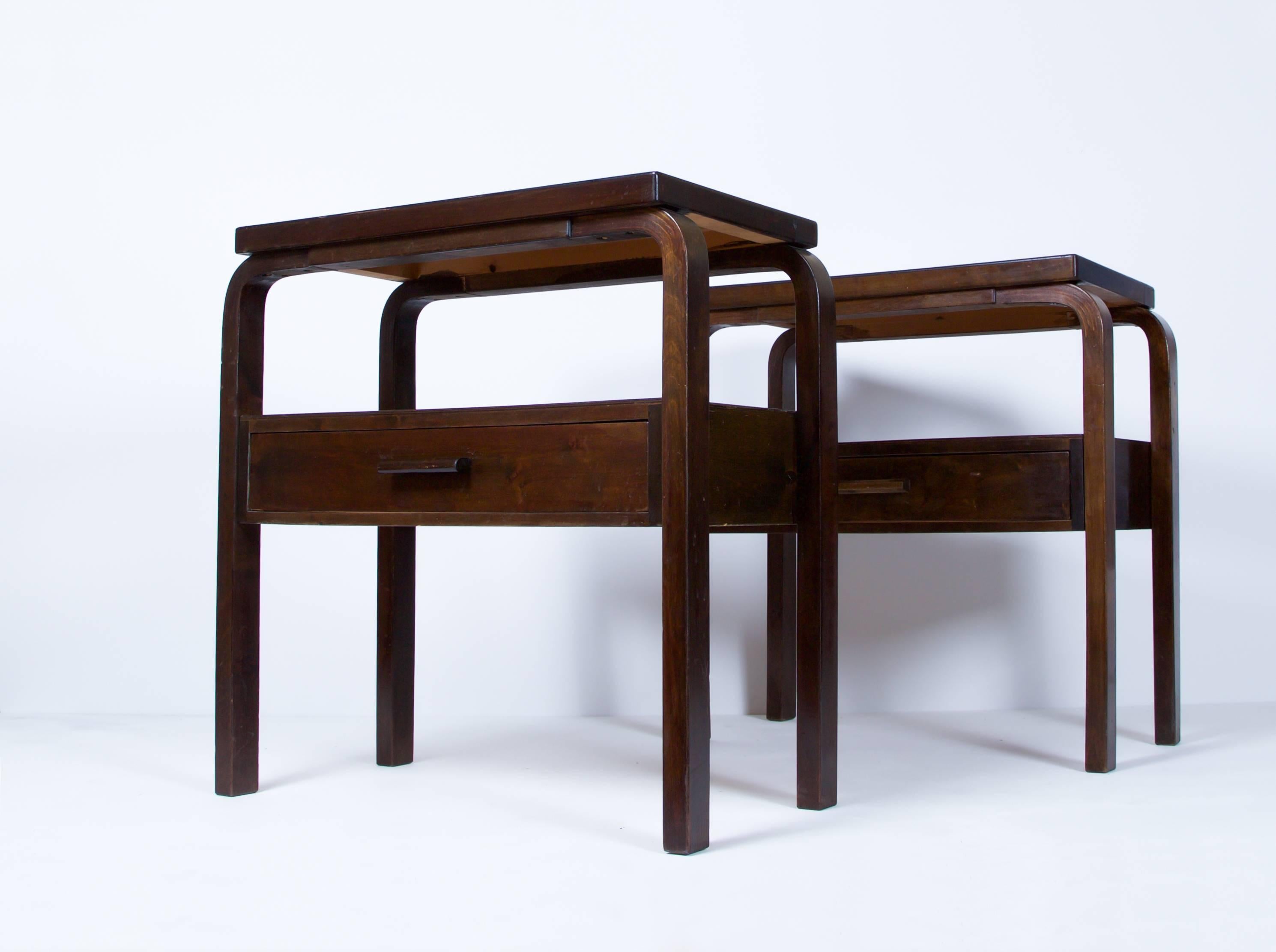 Stained Early Alvar Aalto Pair of Side Tables, circa 1940s