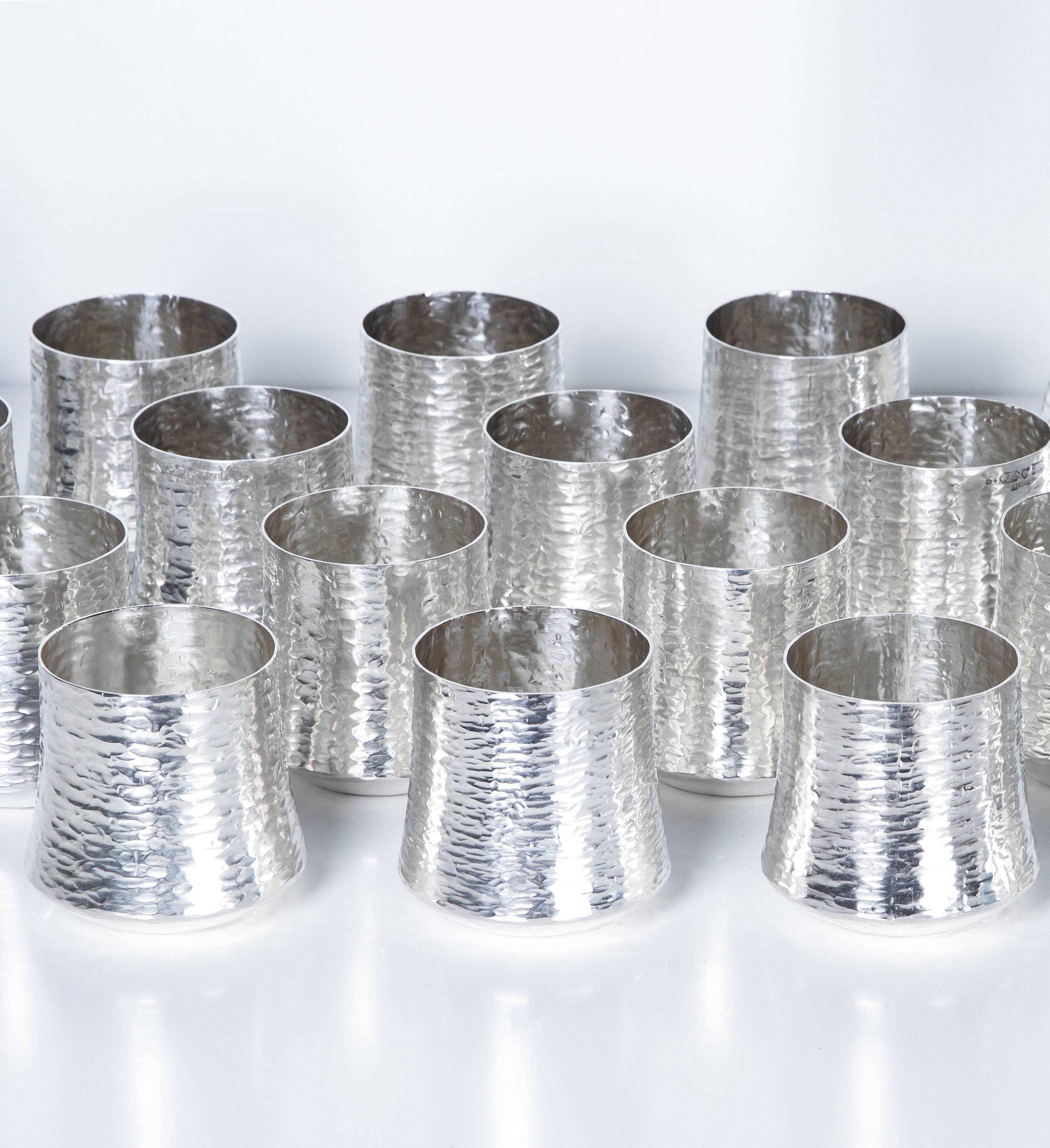Finnish Tapio Wirkkala, Set of Silver Pitchers and Cups, 18 Pieces, Finland 1970s For Sale