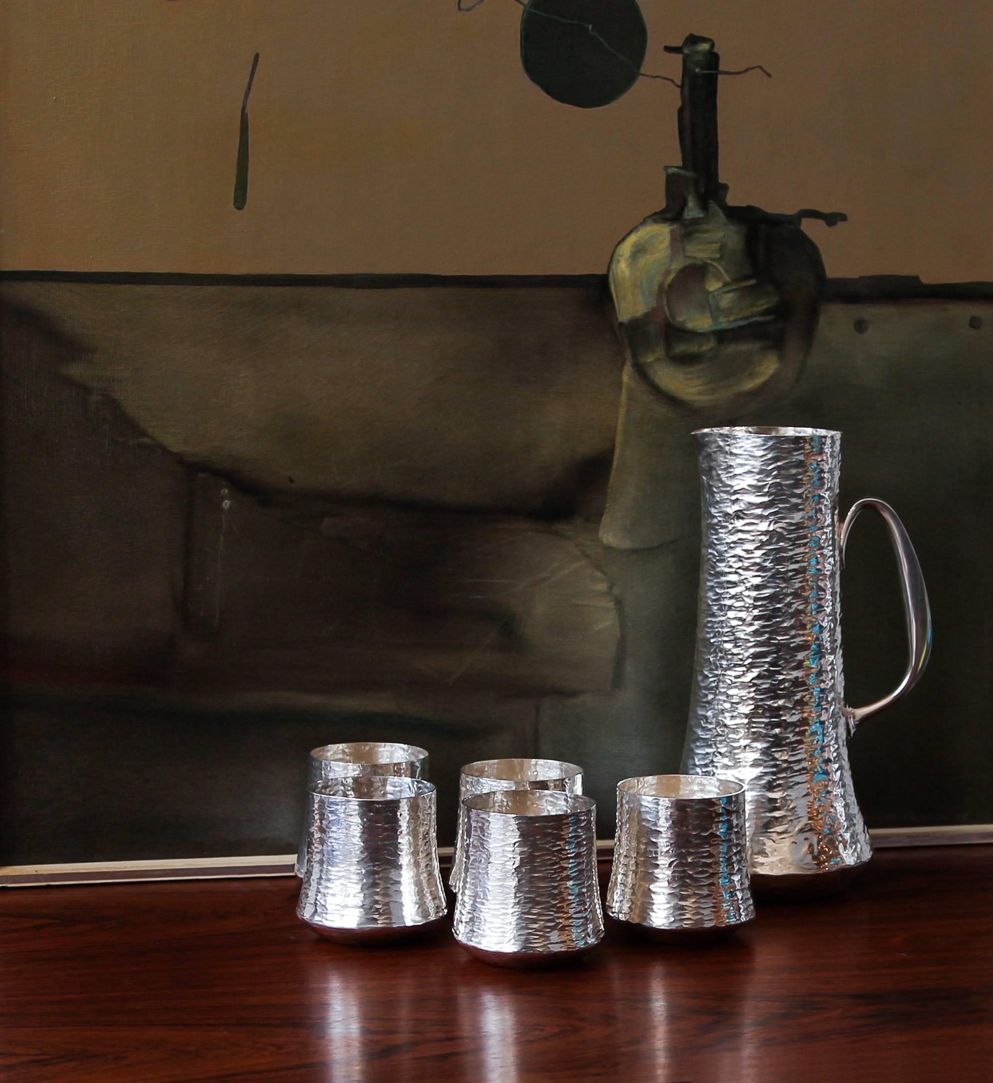 Scandinavian Modern Tapio Wirkkala, Set of Silver Pitchers and Cups, 18 Pieces, Finland 1970s For Sale