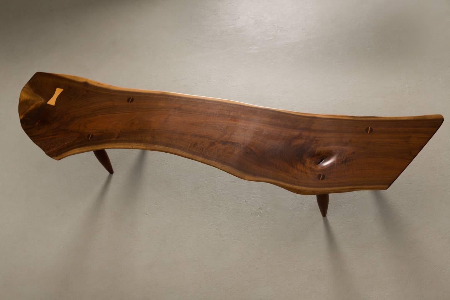 Phillip Lloyd Powell Single Slab Walnut Bench, 1958 2