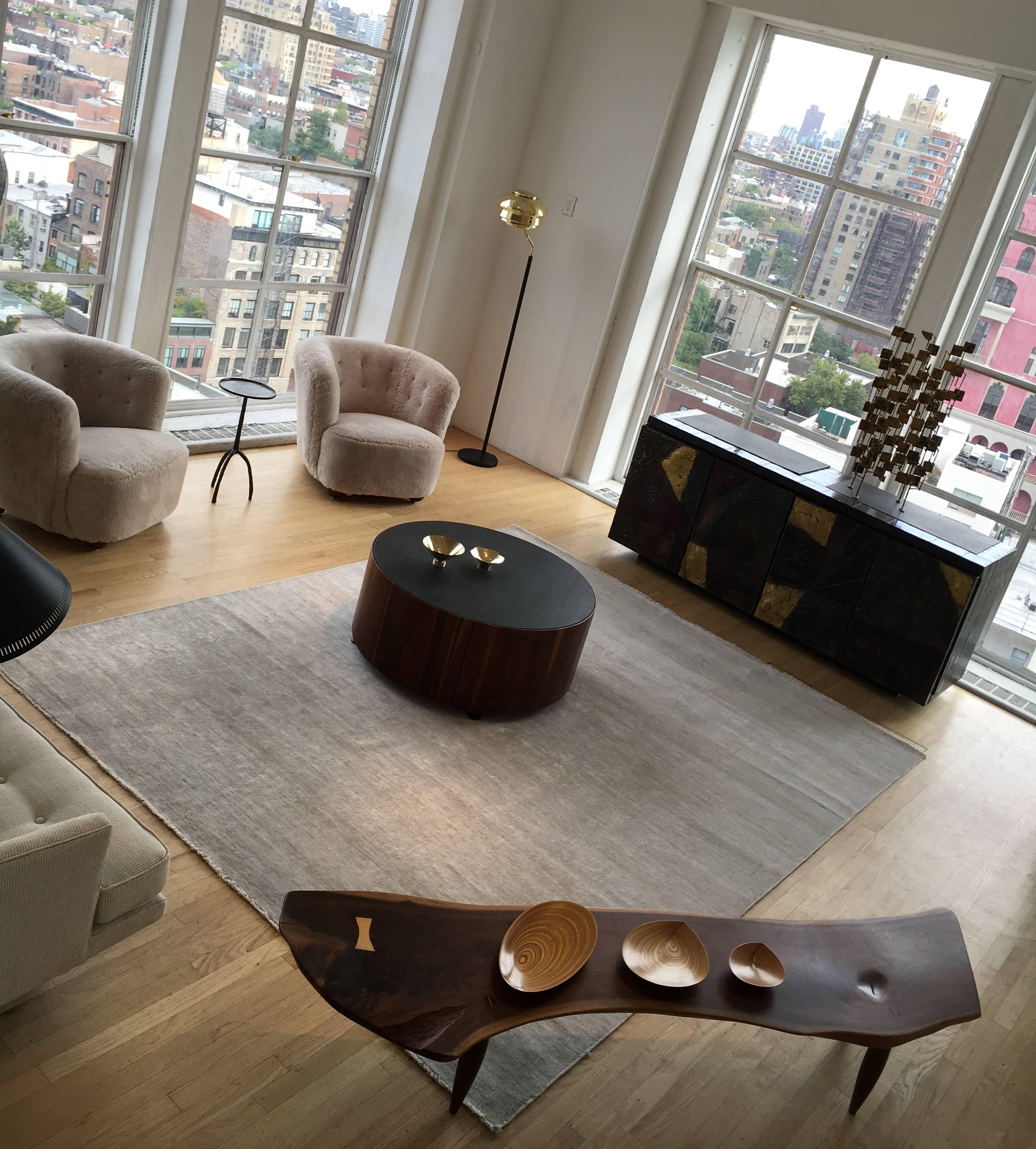 Mid-Century Modern Phillip Lloyd Powell Single Slab Walnut Bench, 1958