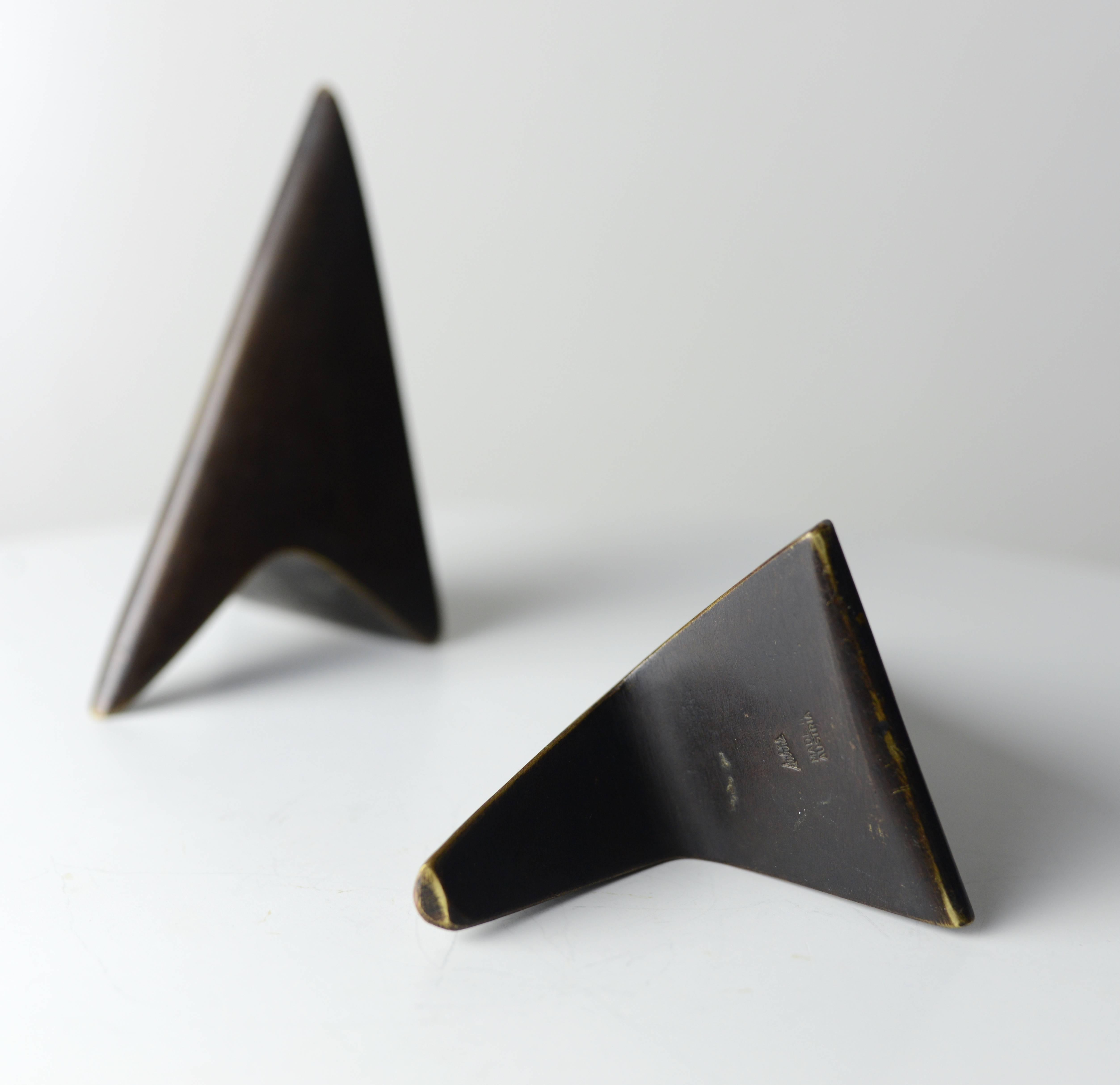 Mid-20th Century Carl Aubock Brass Bookends, No 3846
