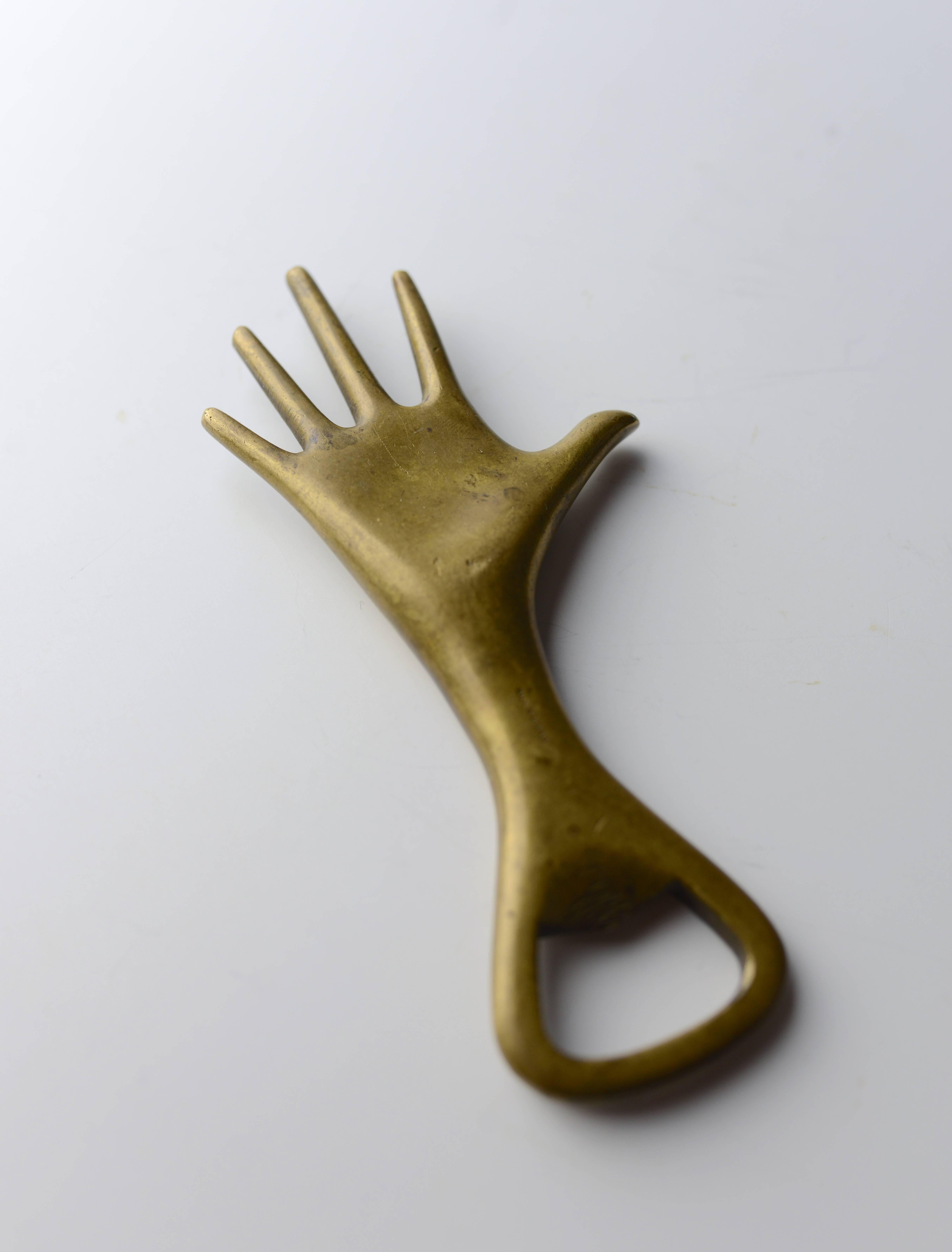 Brass Carl Auböck Hand Bottle Opener, No. 4224