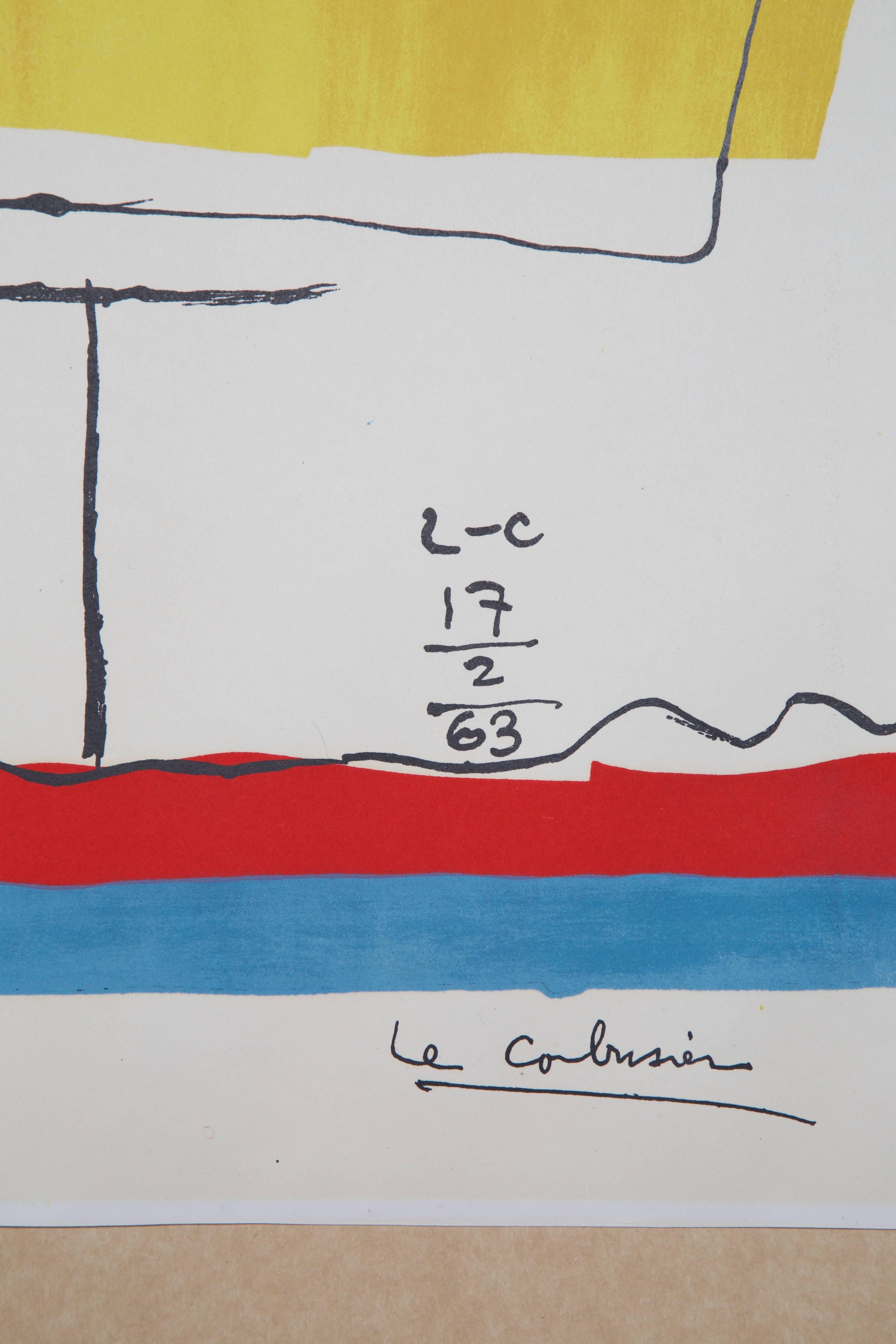 French Le Corbusier  Large Lithograph 