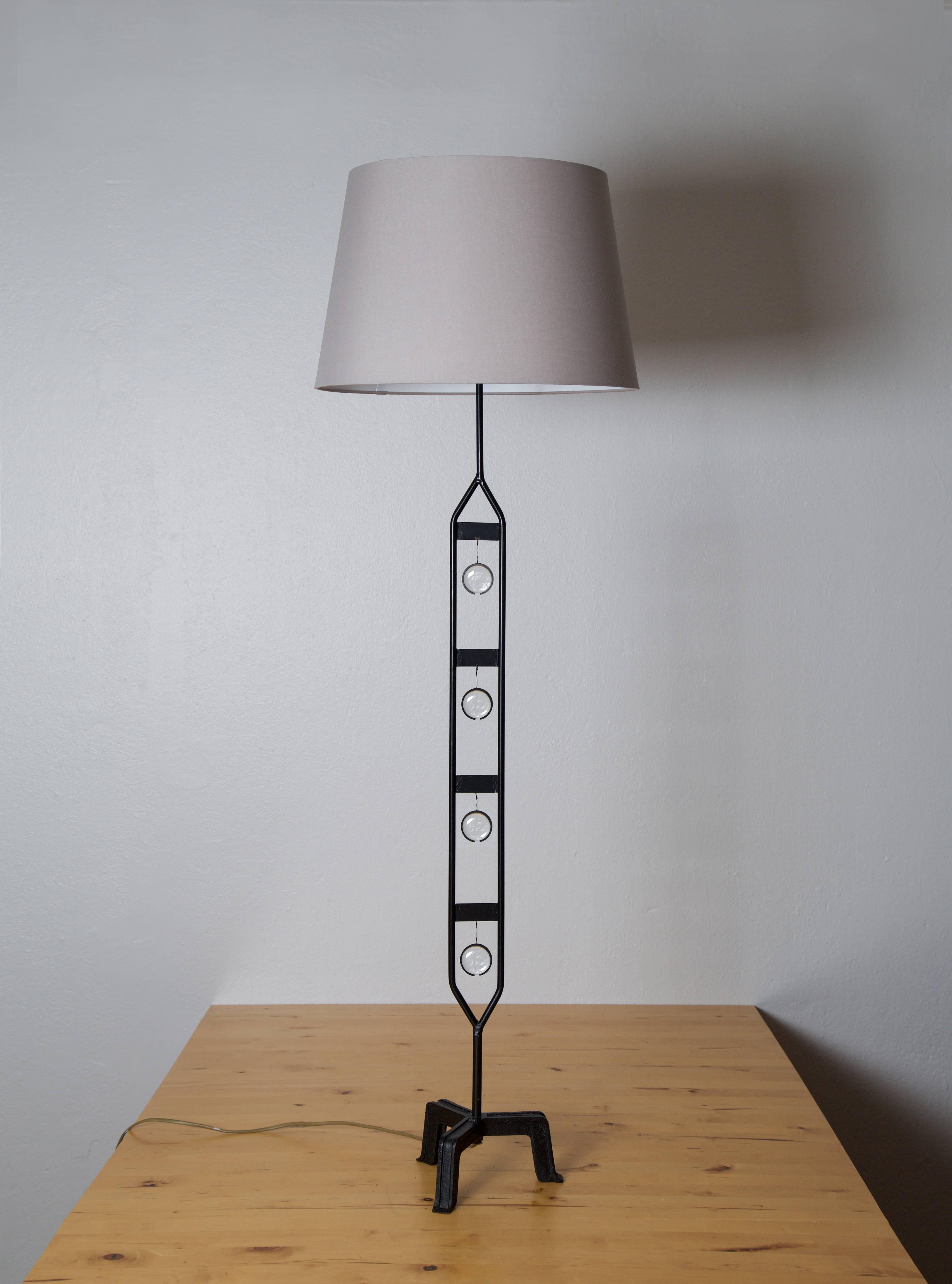 Swedish Rare Floor Lamp by Erik Hoglund and Boda Glasbruk, 1950s
