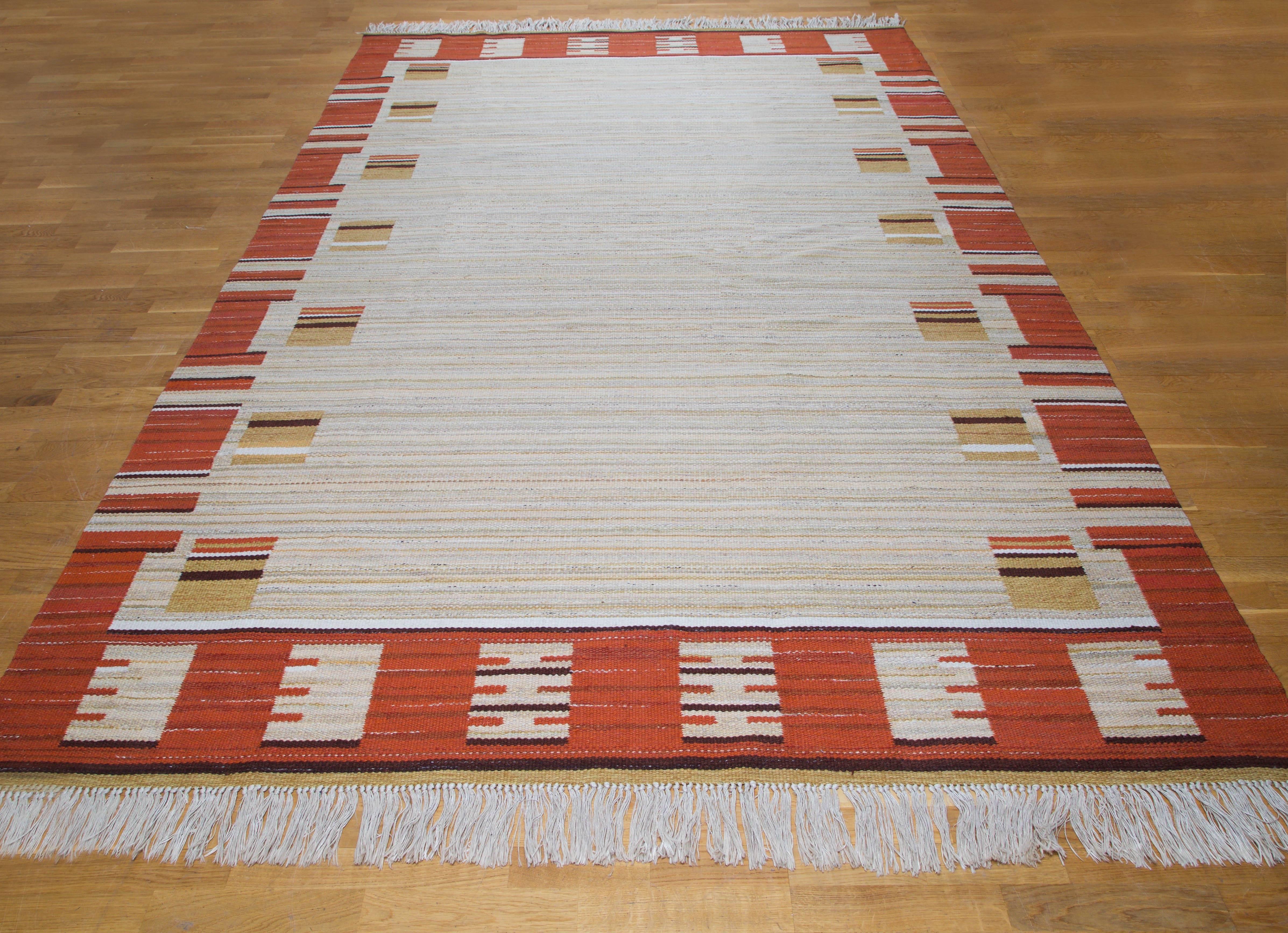 Swedish Art Deco Modernist Flat-Weave Rug, 1930s In Excellent Condition In Houston, TX