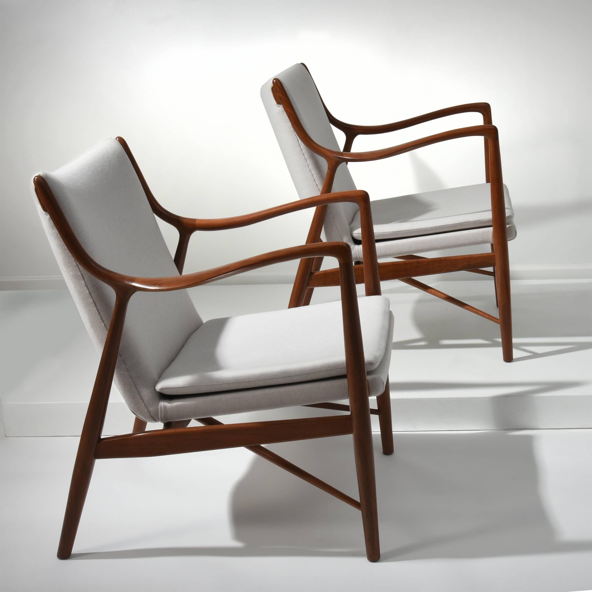 Leather Finn Juhl Pair of Lounge Chairs, 1950s