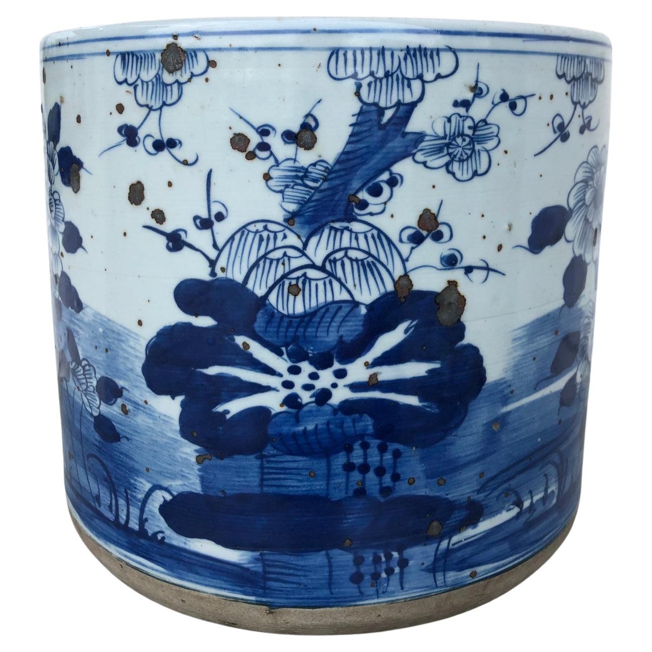 Contemporary Chinoiserie Planter With Floral Motif