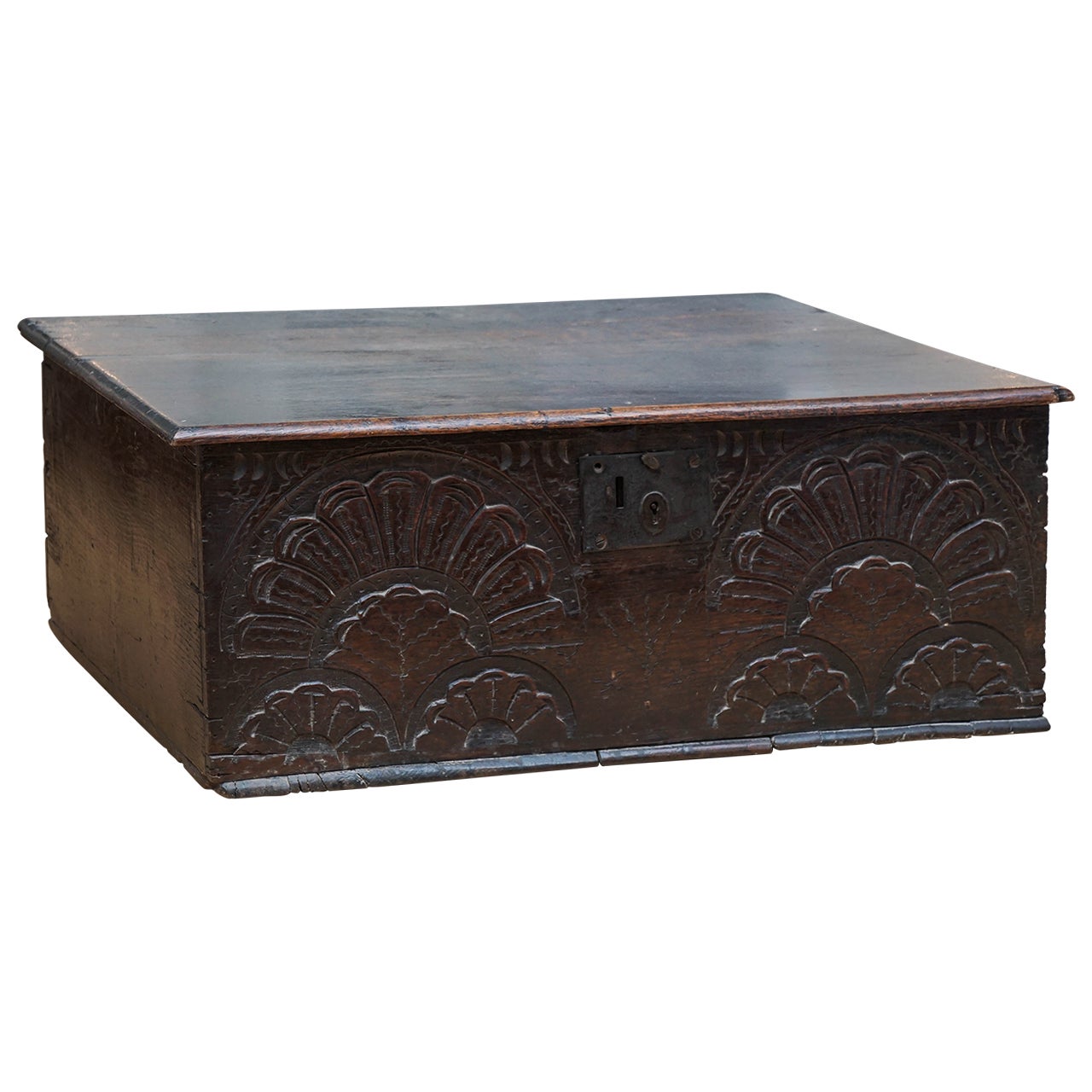 Cromwellian Type Carved Oak Bible Box For Sale