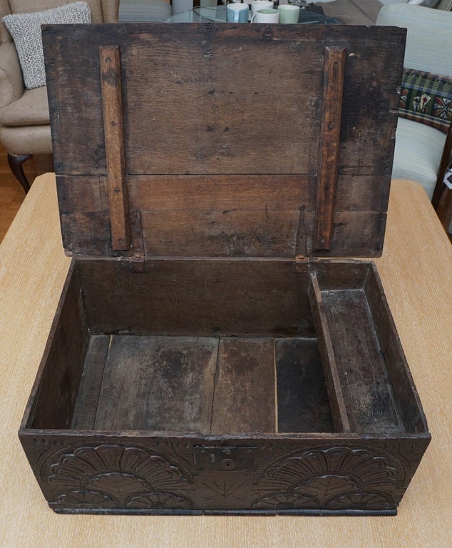 Great Britain (UK) Cromwellian Type Carved Oak Bible Box For Sale