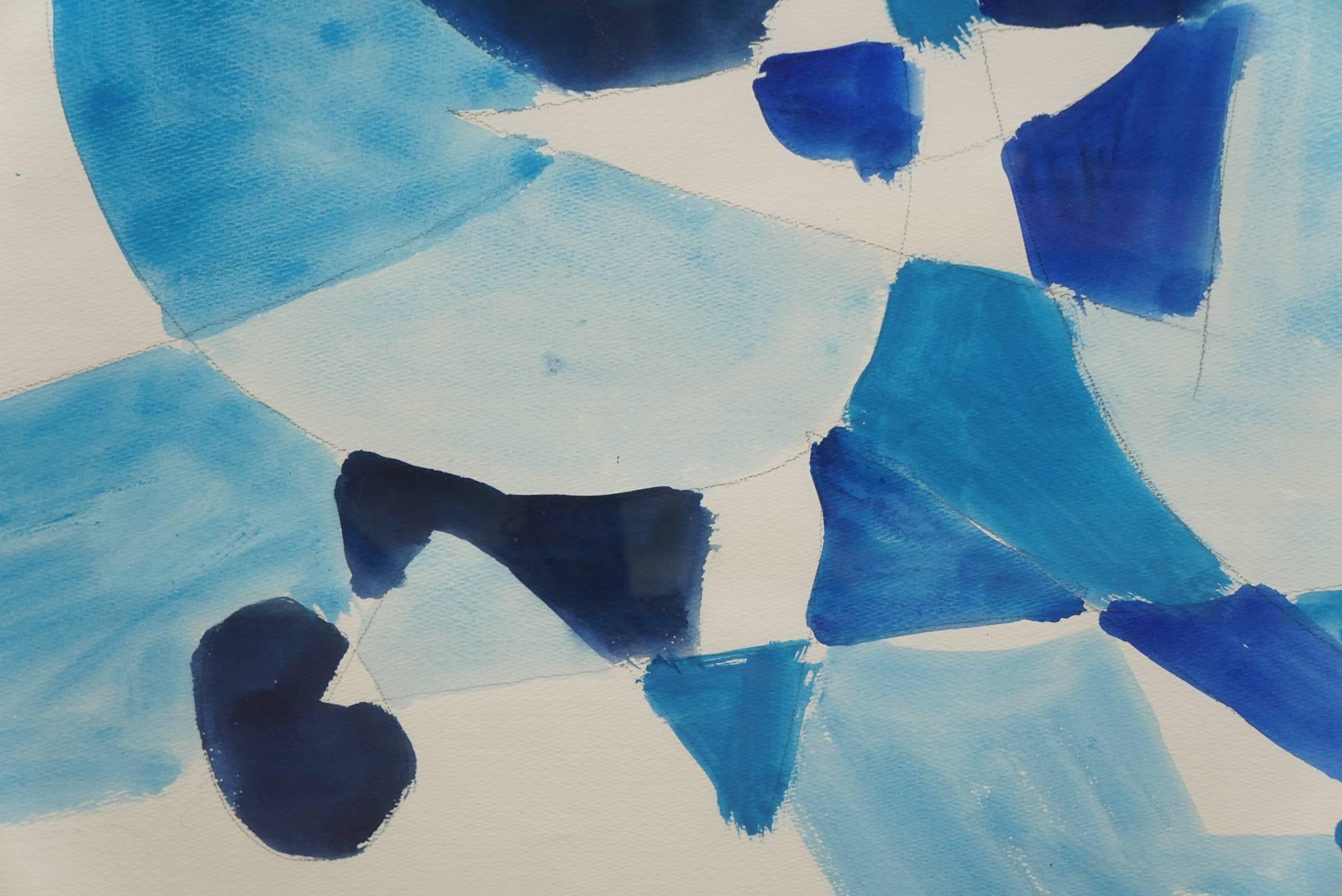 Contemporary Untitled 'Abstract in Blue' For Sale