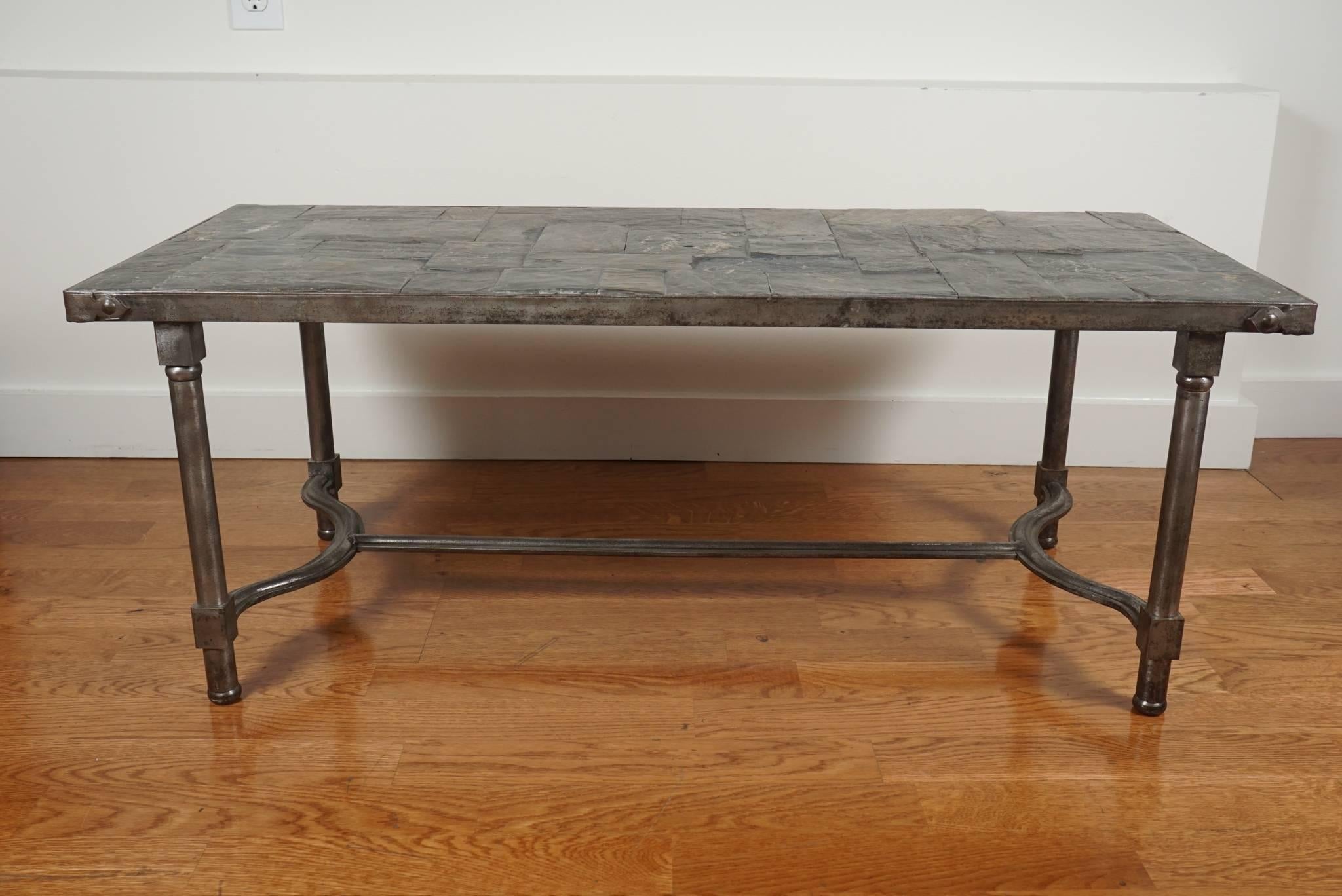 Low Metal Cocktail Table in the manner of Jacques Adnet For Sale 5