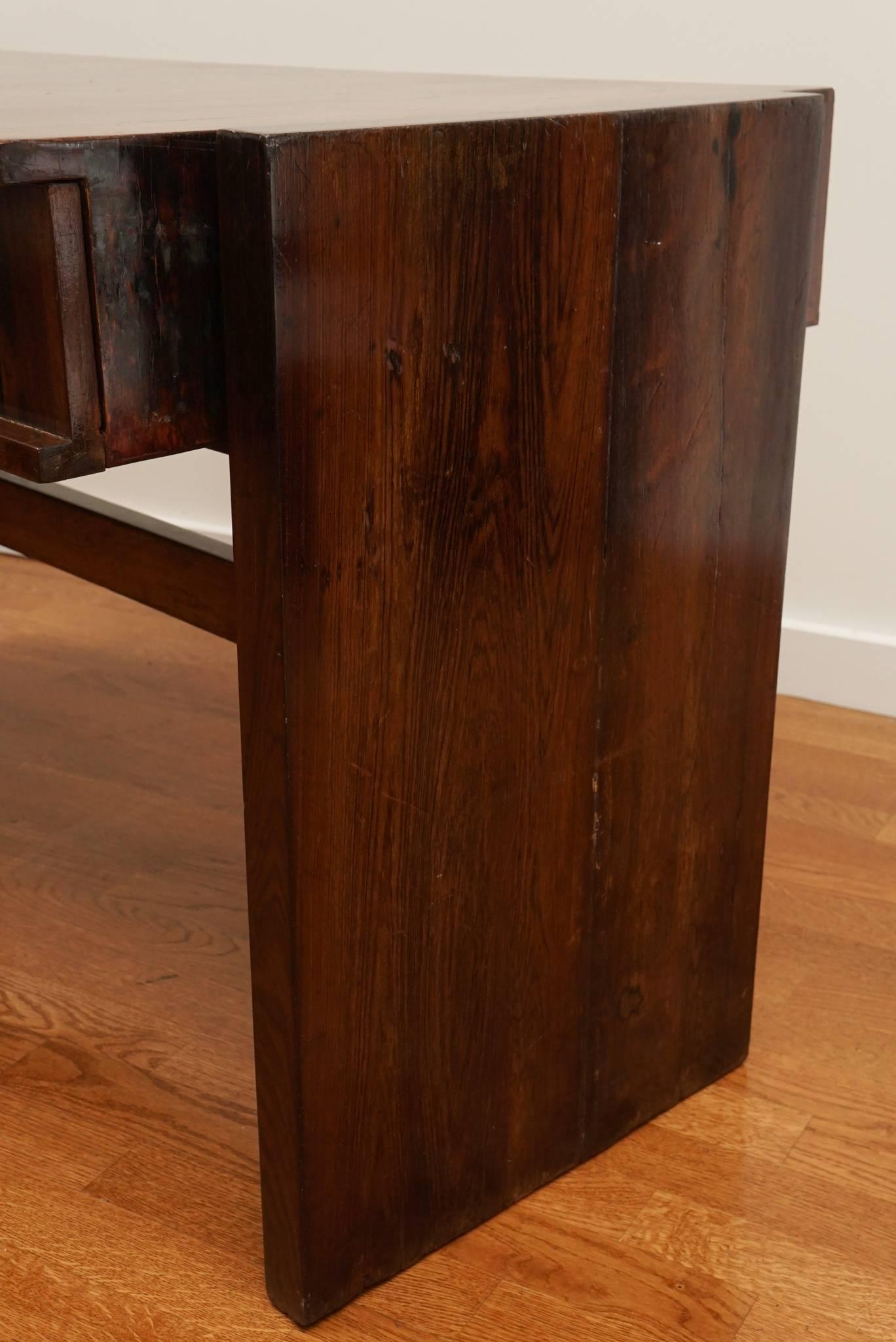 Brass Rosewood Desk in the Manner of Joaquim Tenreiro For Sale