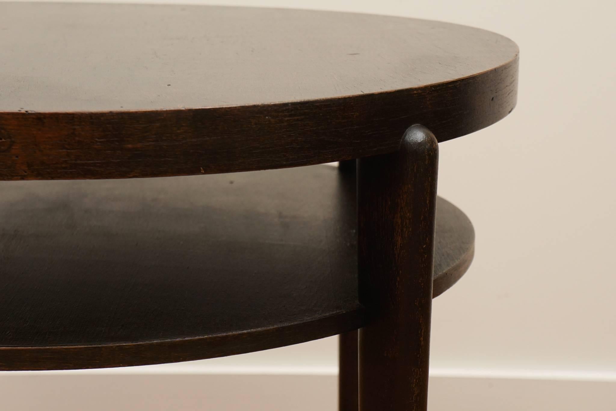 Stained Wooden Round Side Table For Sale