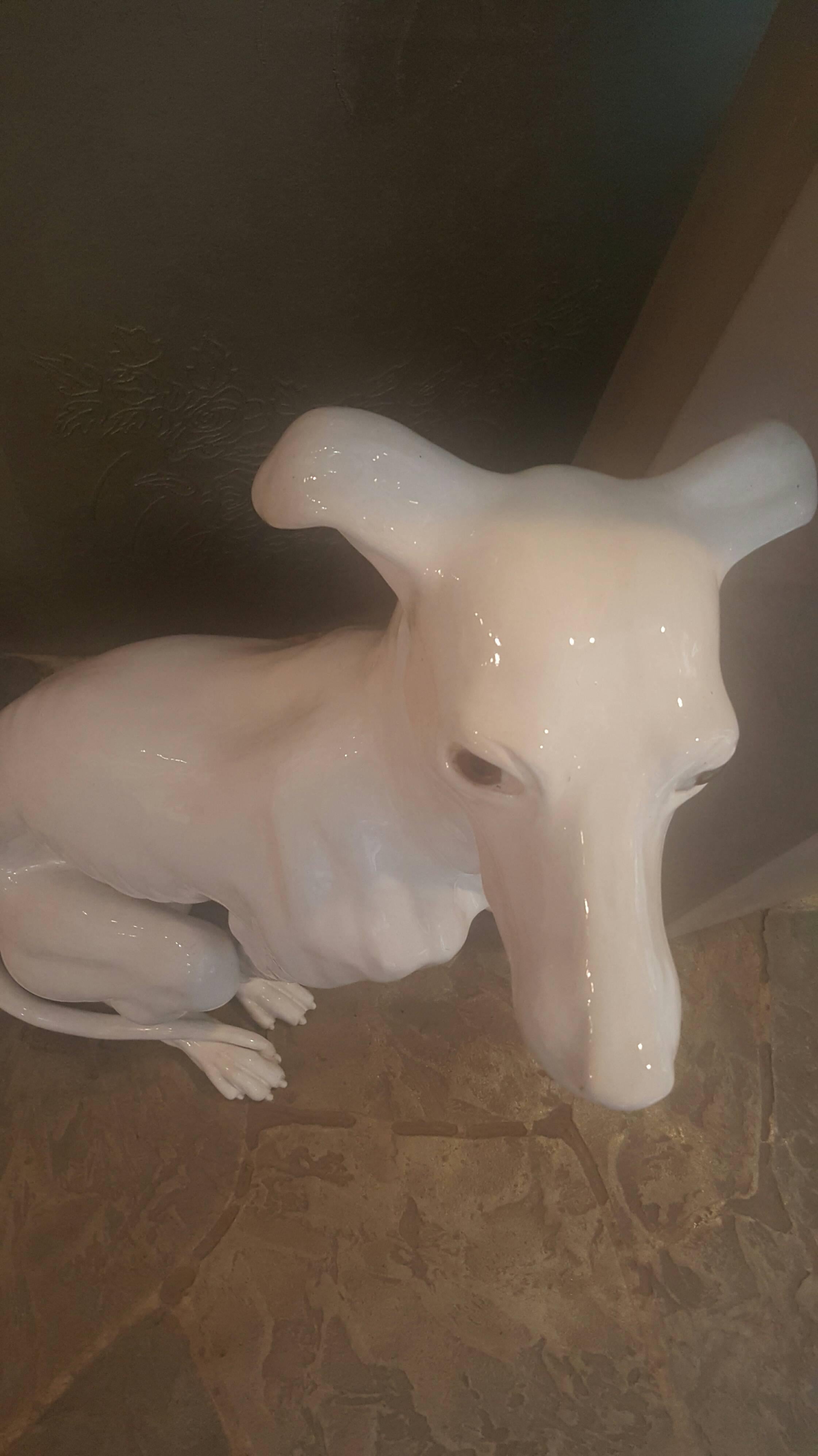 Mid-20th Century Lifesize 1940s Ceramic Italian Greyhound