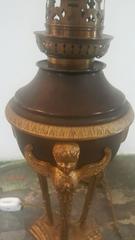 19th Century French Empire Lamp, Doré Bronze with Cherub Detail