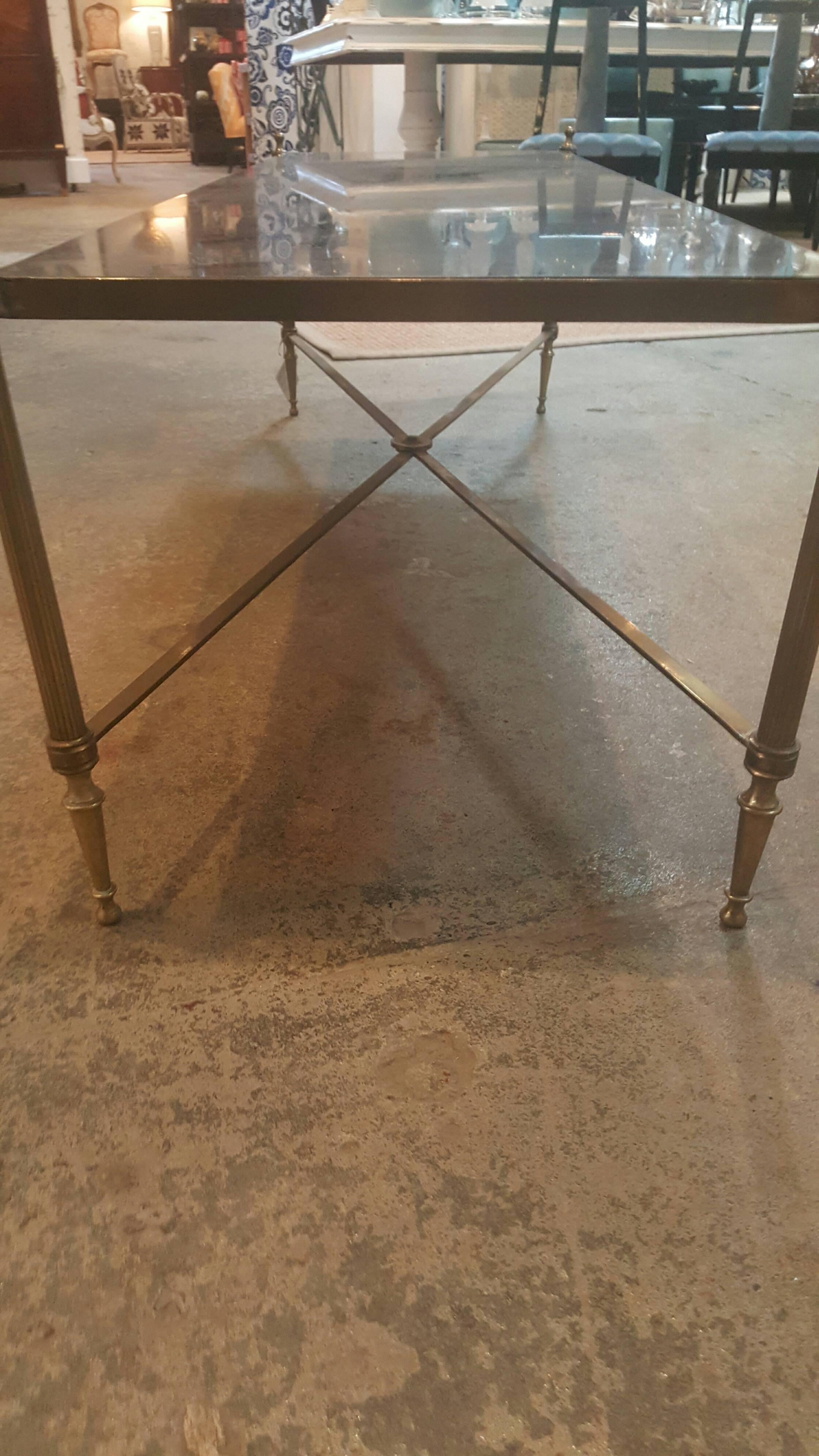 1940s French Granite and Brass Cocktail Table In Fair Condition For Sale In Dallas, TX