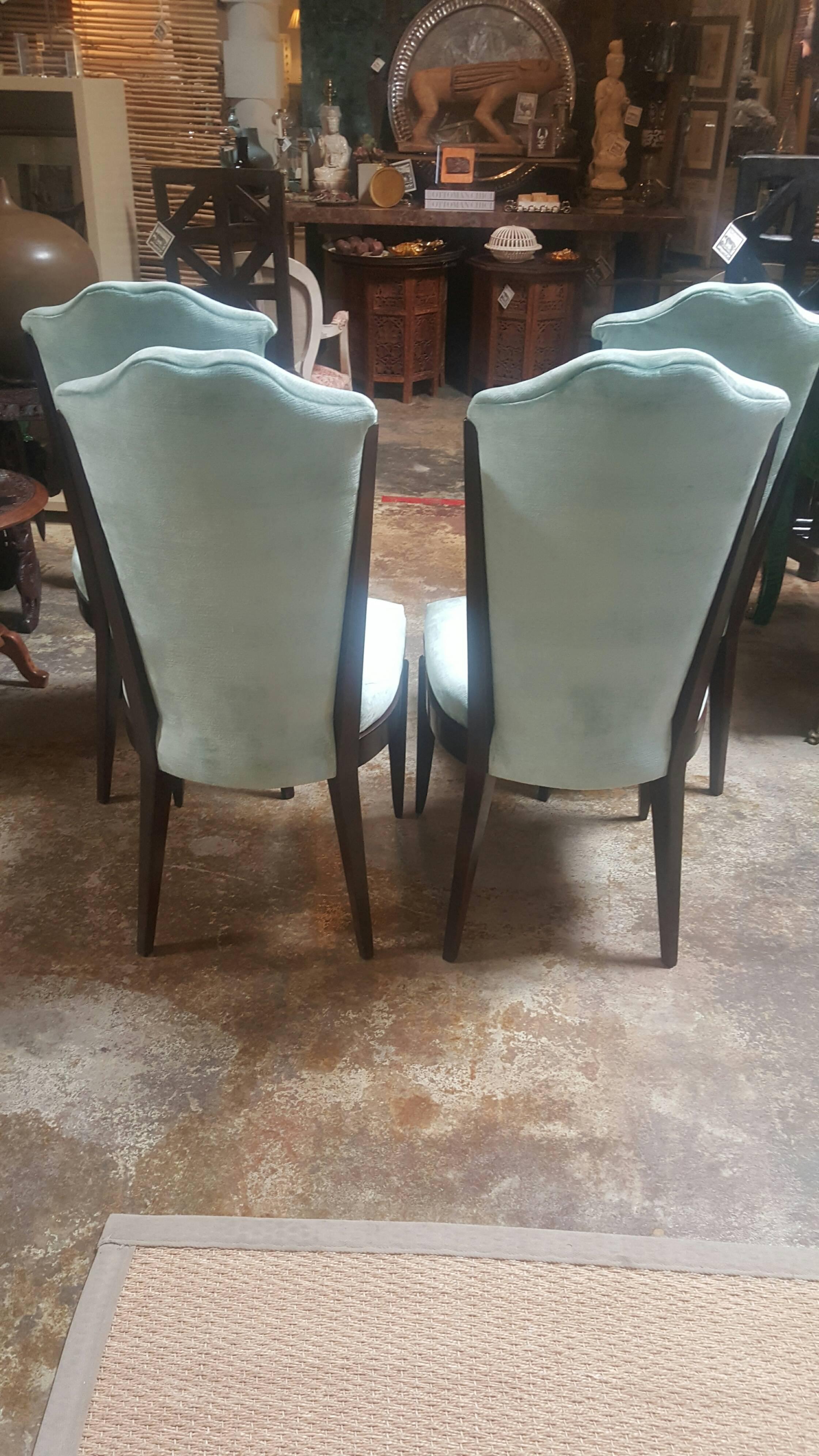 Fabric Hollywood Regency Dining Chairs Set of Four For Sale